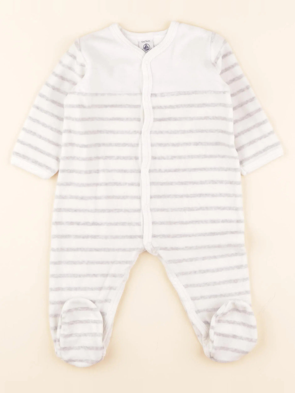 Pyjama velours blanc, gris