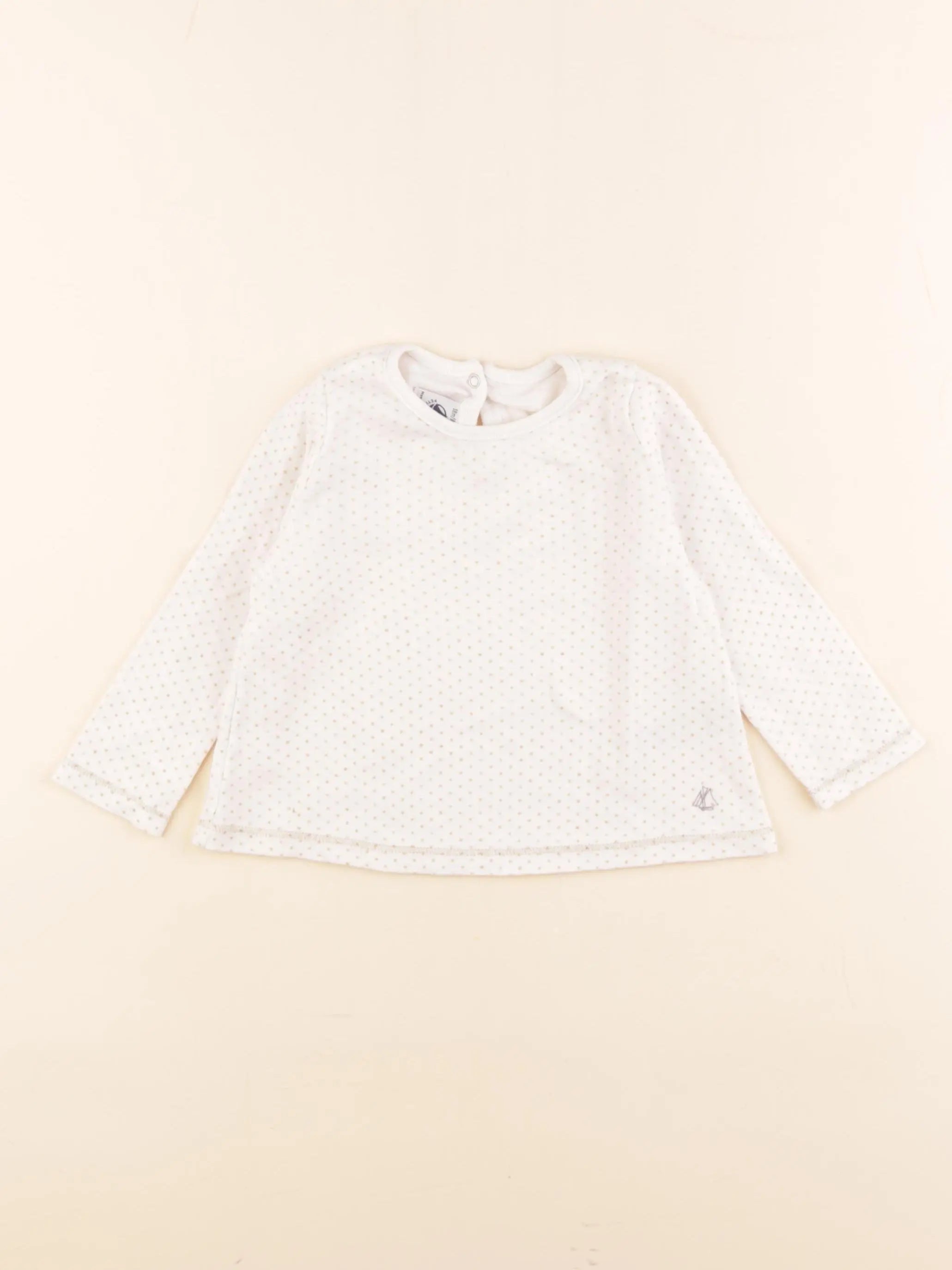 Petit Bateau - tee-shirt blanc, or - 18 mois
