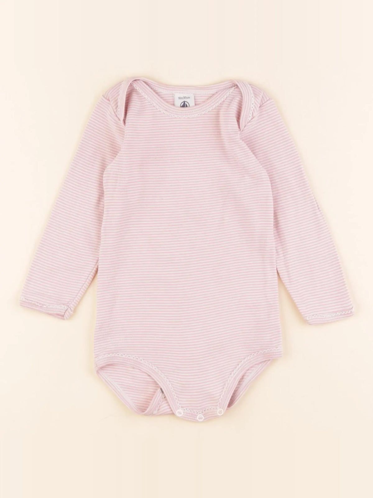Petit Bateau - body blanc, rose - 18 mois