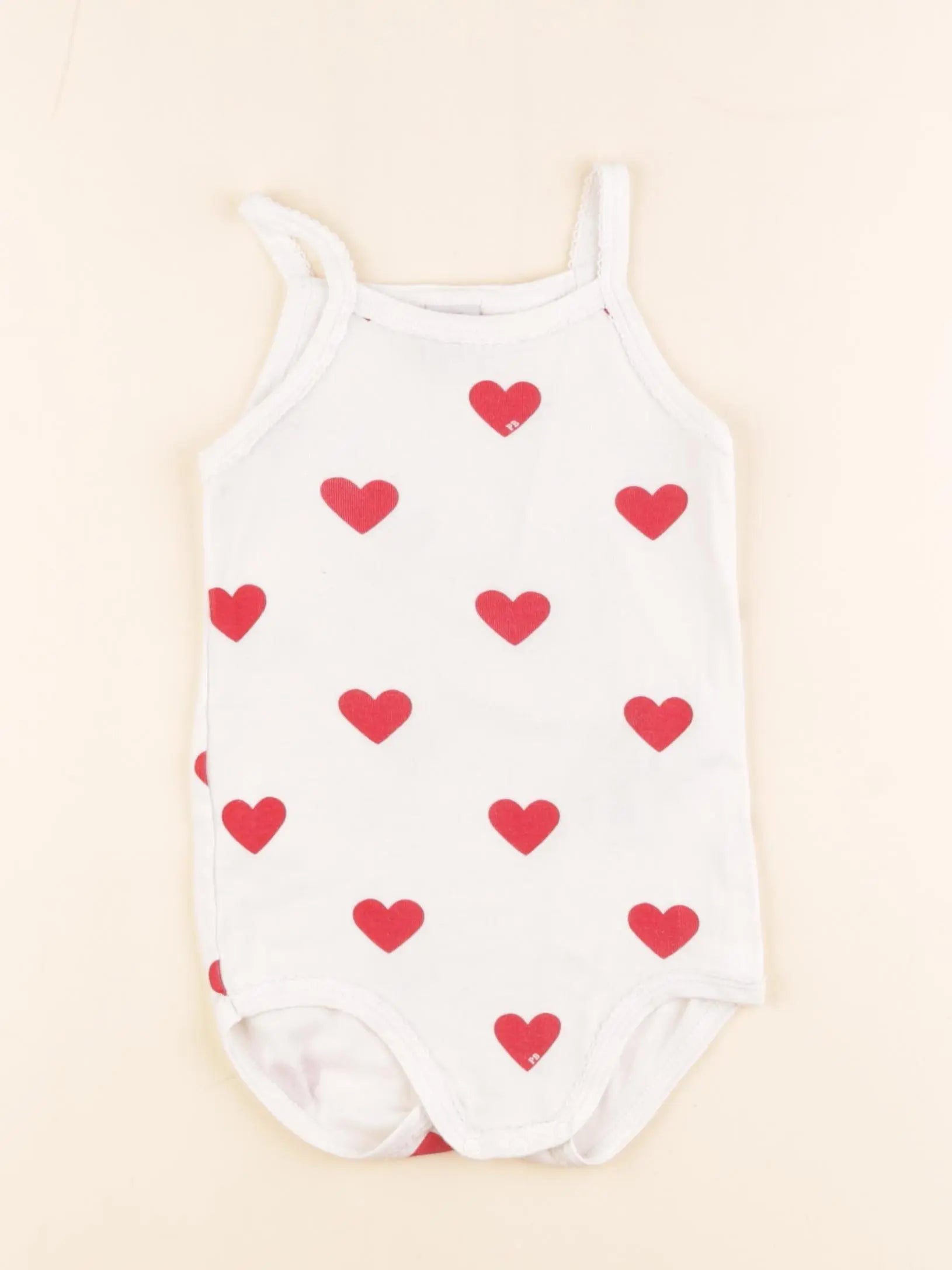 Petit Bateau - body blanc, rouge - 36 mois