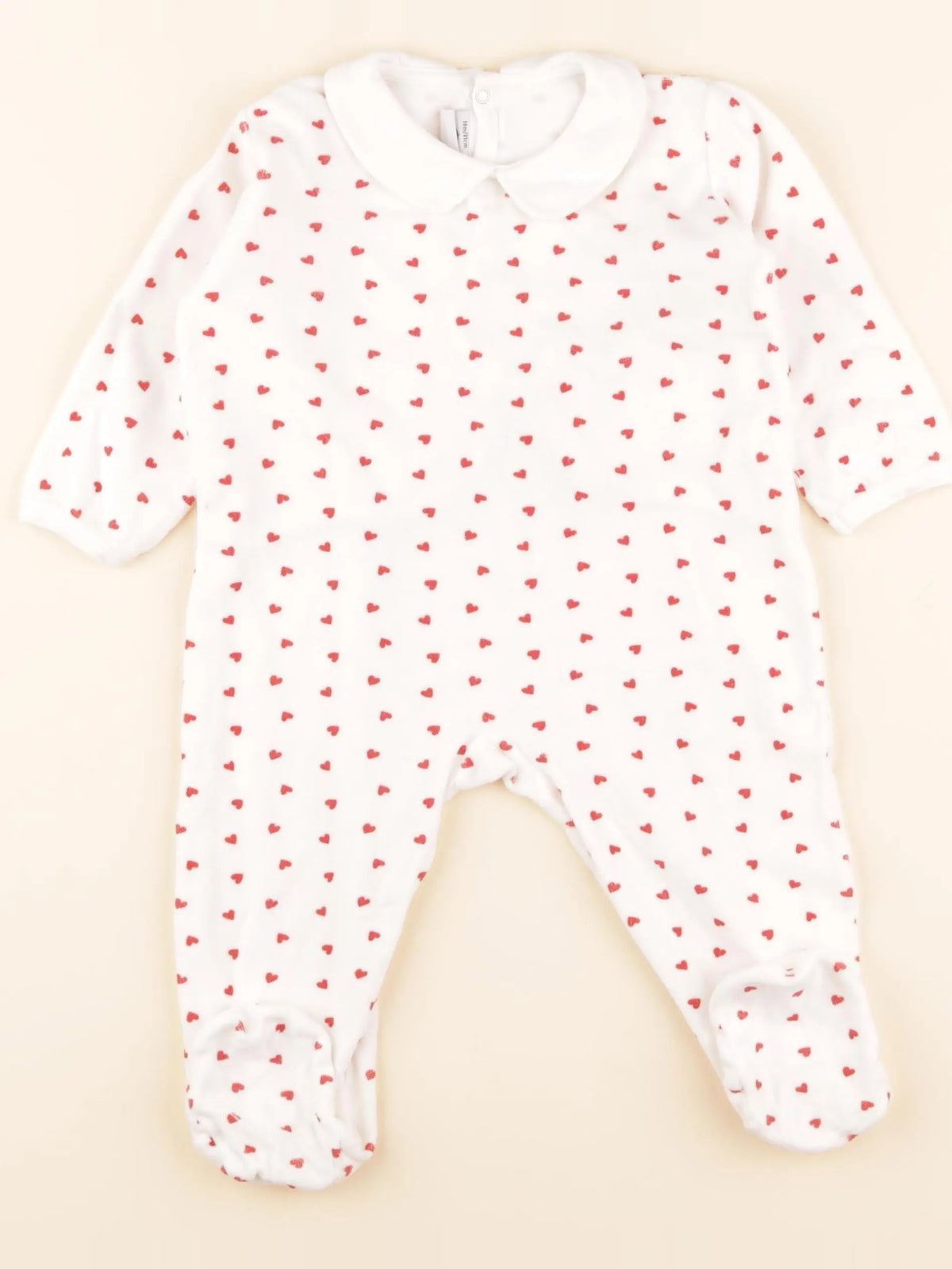 Pyjama velours blanc, rouge