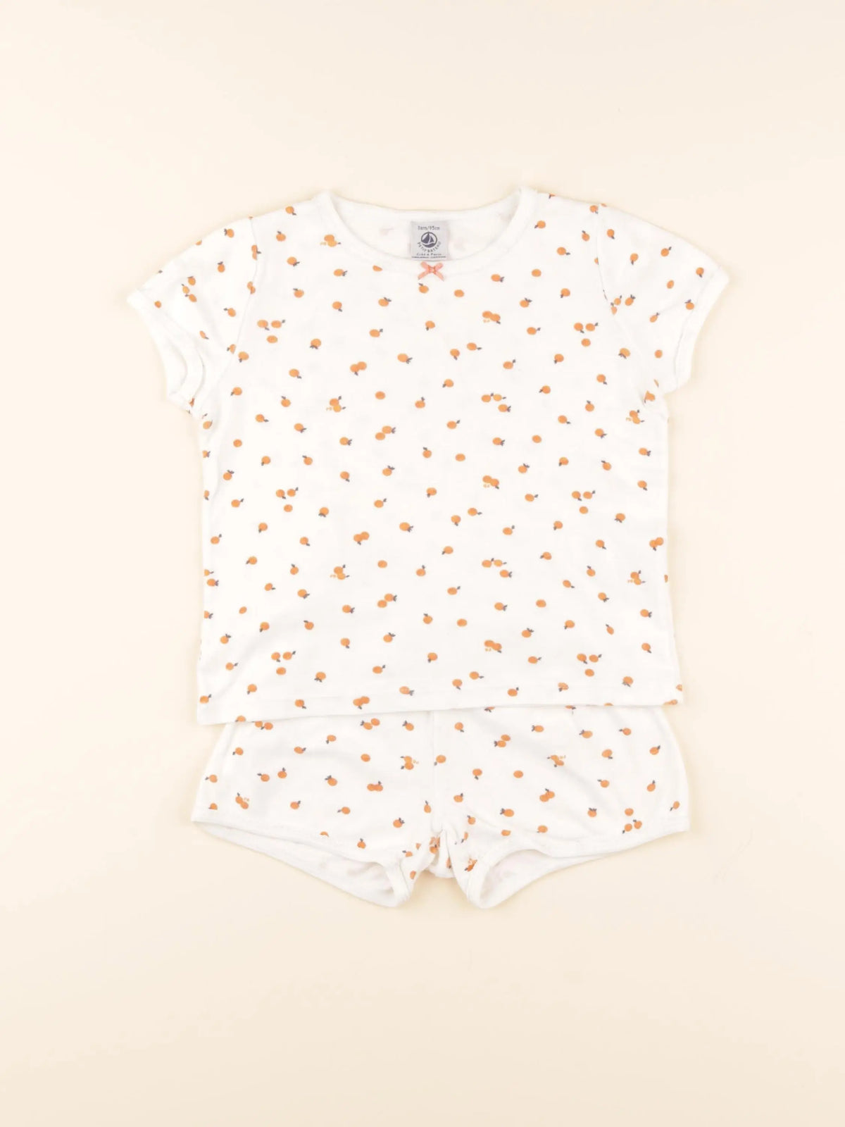 Pyjama coton blanc, orange