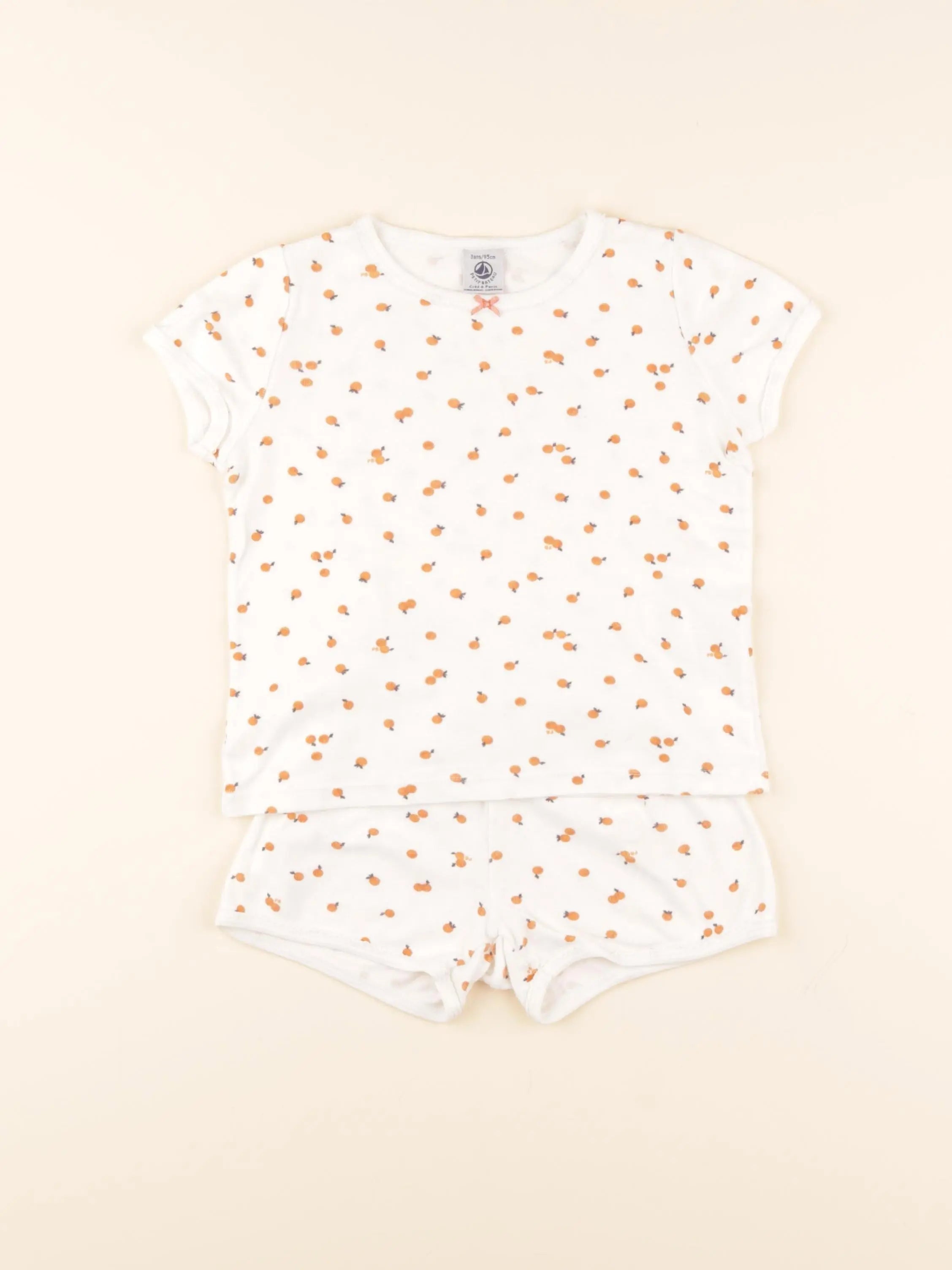 Pyjama coton blanc, orange