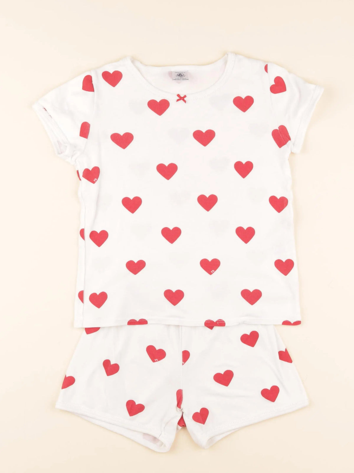 Pyjama coton blanc, rouge