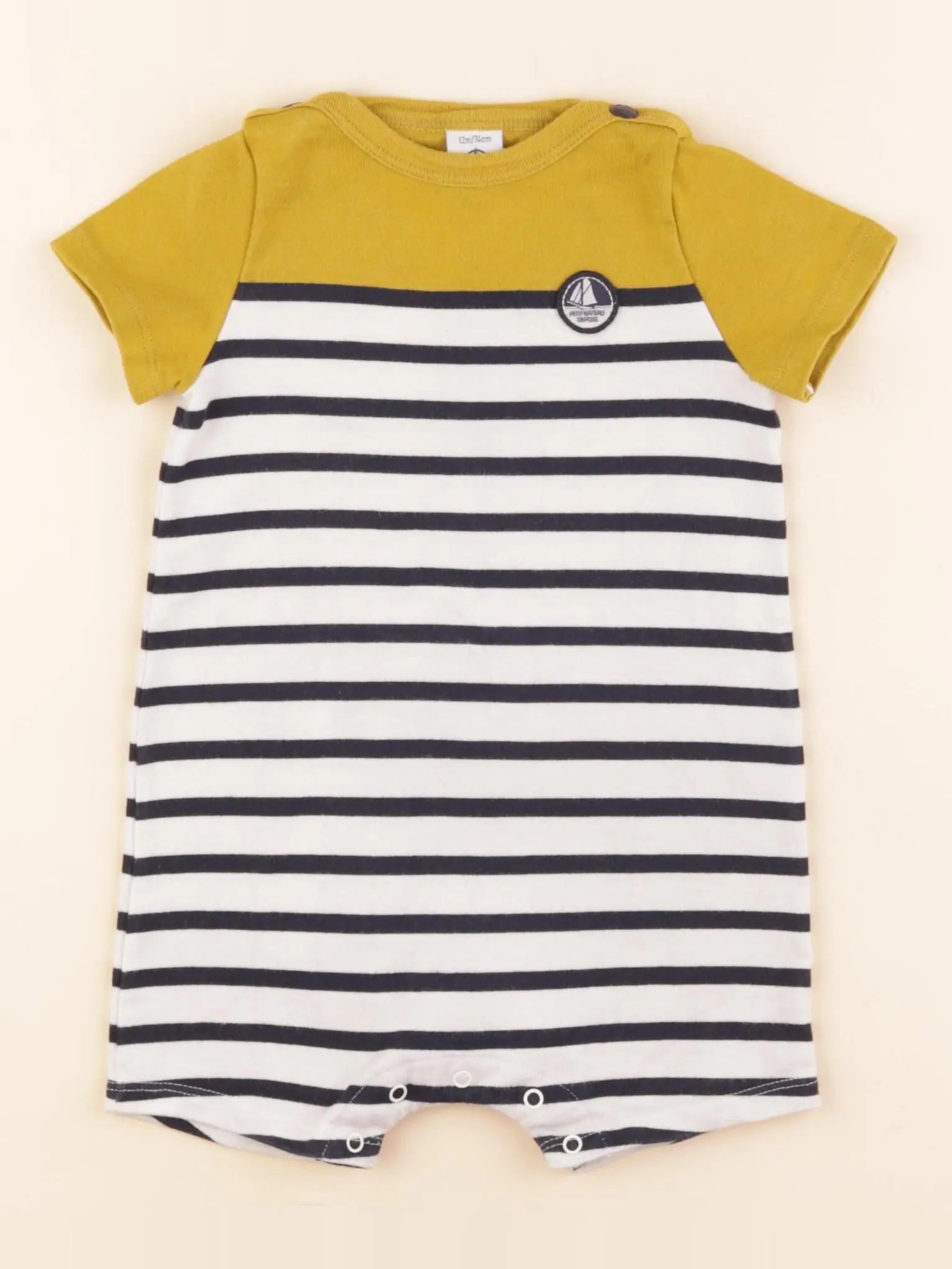 Petit Bateau - combinaison blanc, bleu - 12 mois