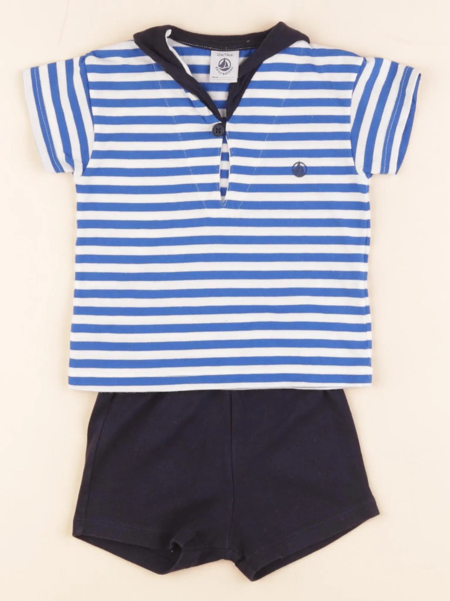 Petit Bateau - ensemble bleu - 12 mois