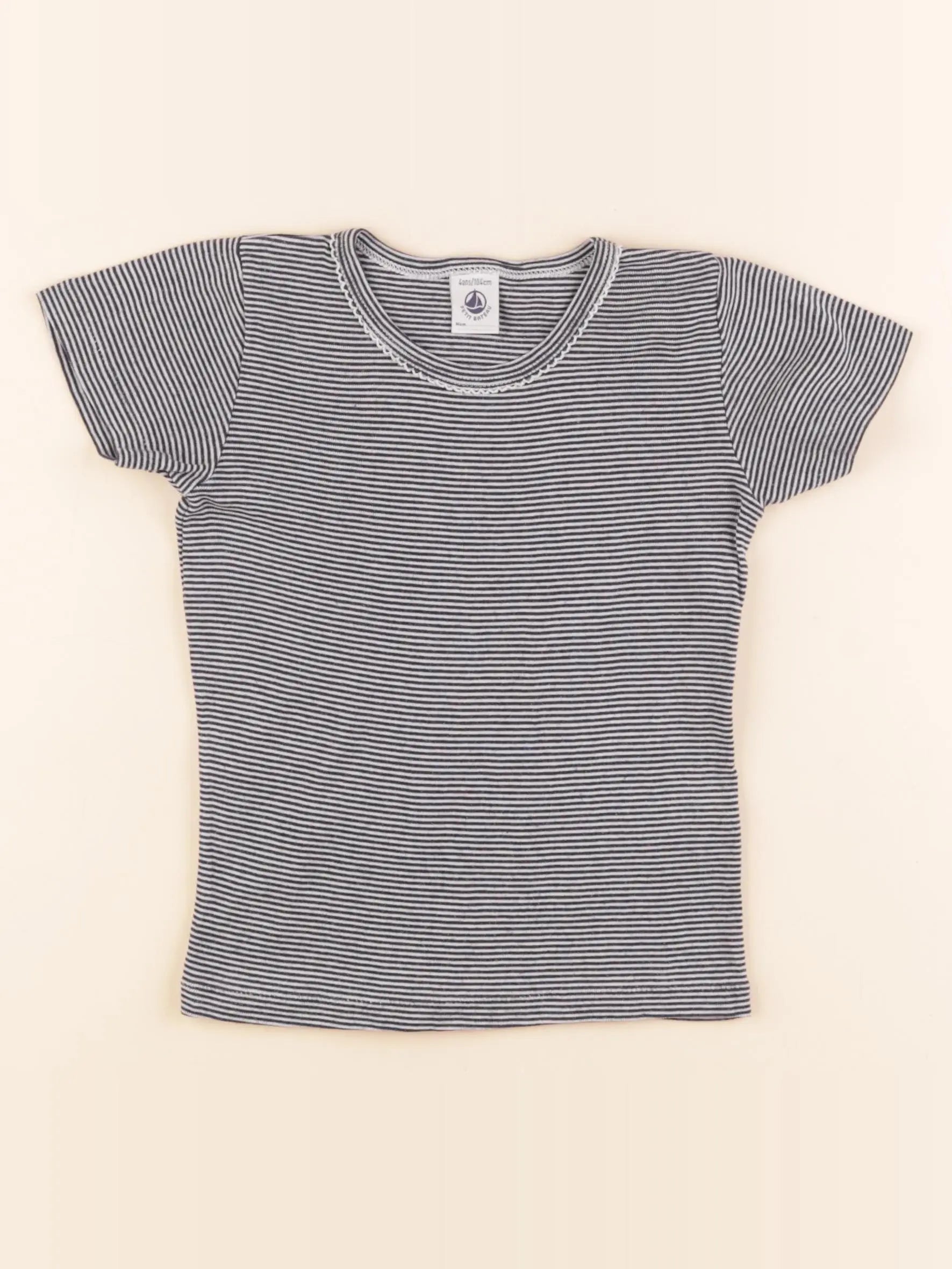 Petit Bateau - maillot de corps blanc, bleu - 4 ans
