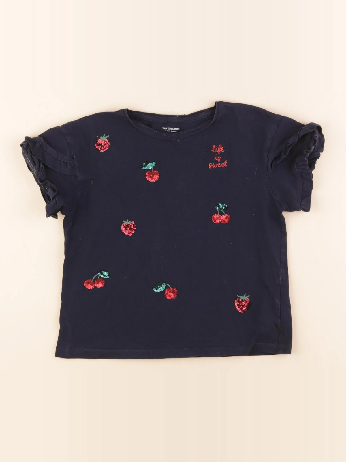 Vertbaudet - tee-shirt bleu - 8 ans