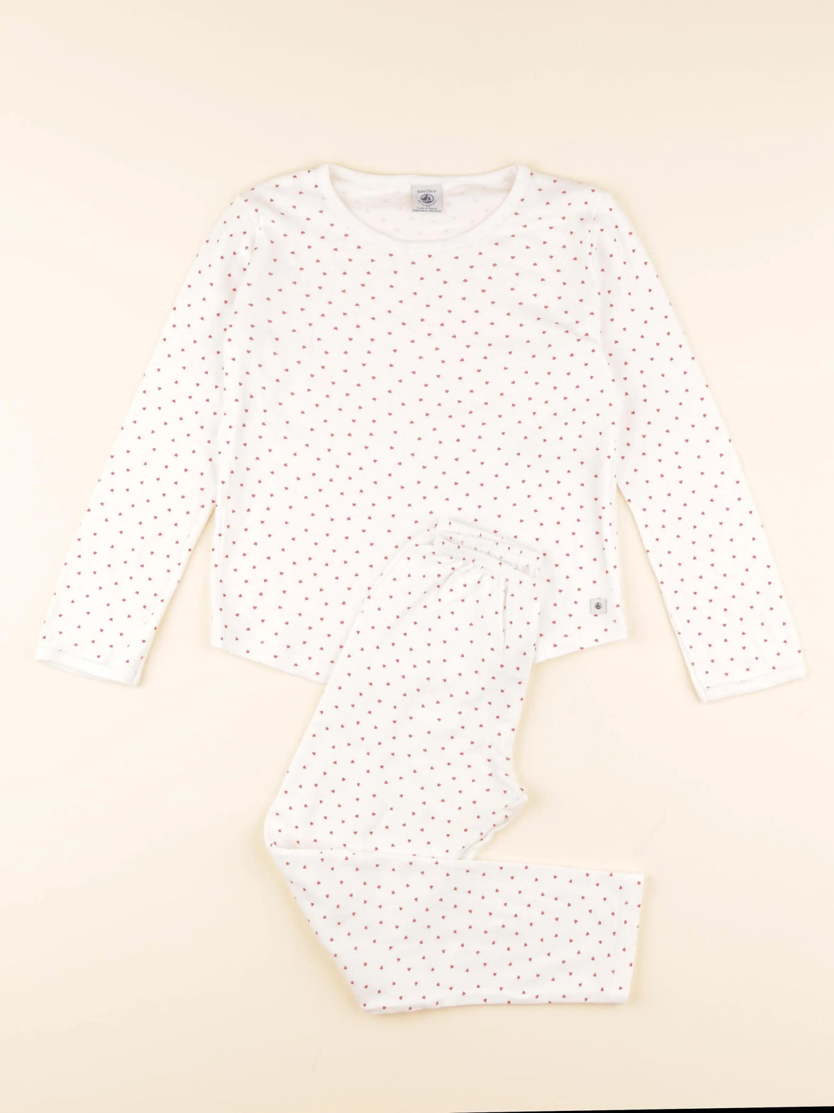 Pyjama coton blanc, rouge