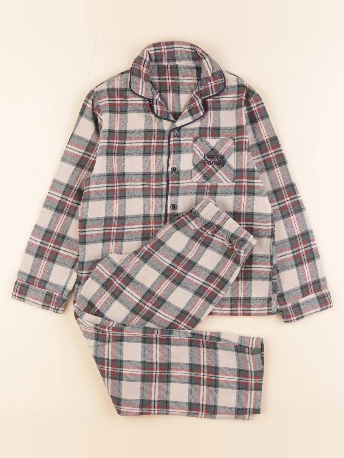 Vertbaudet - pyjama coton beige, vert - 6 ans