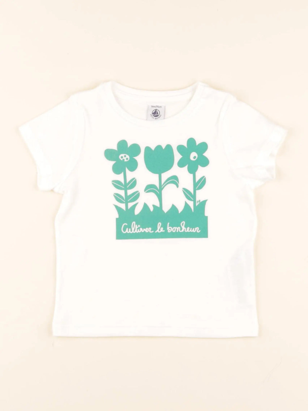 Tee-shirt blanc, vert