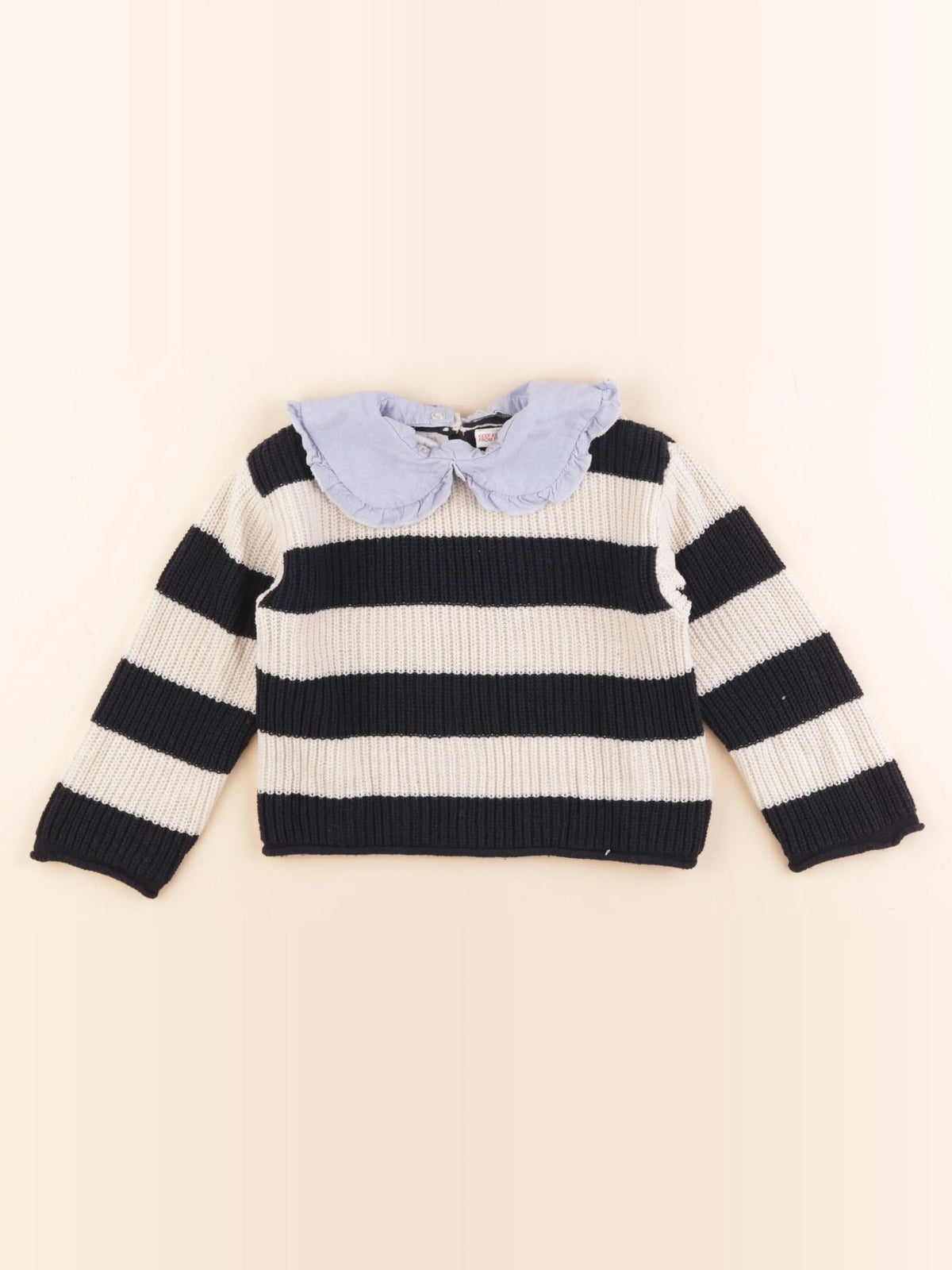 Zara - pull blanc, bleu - 3 ans