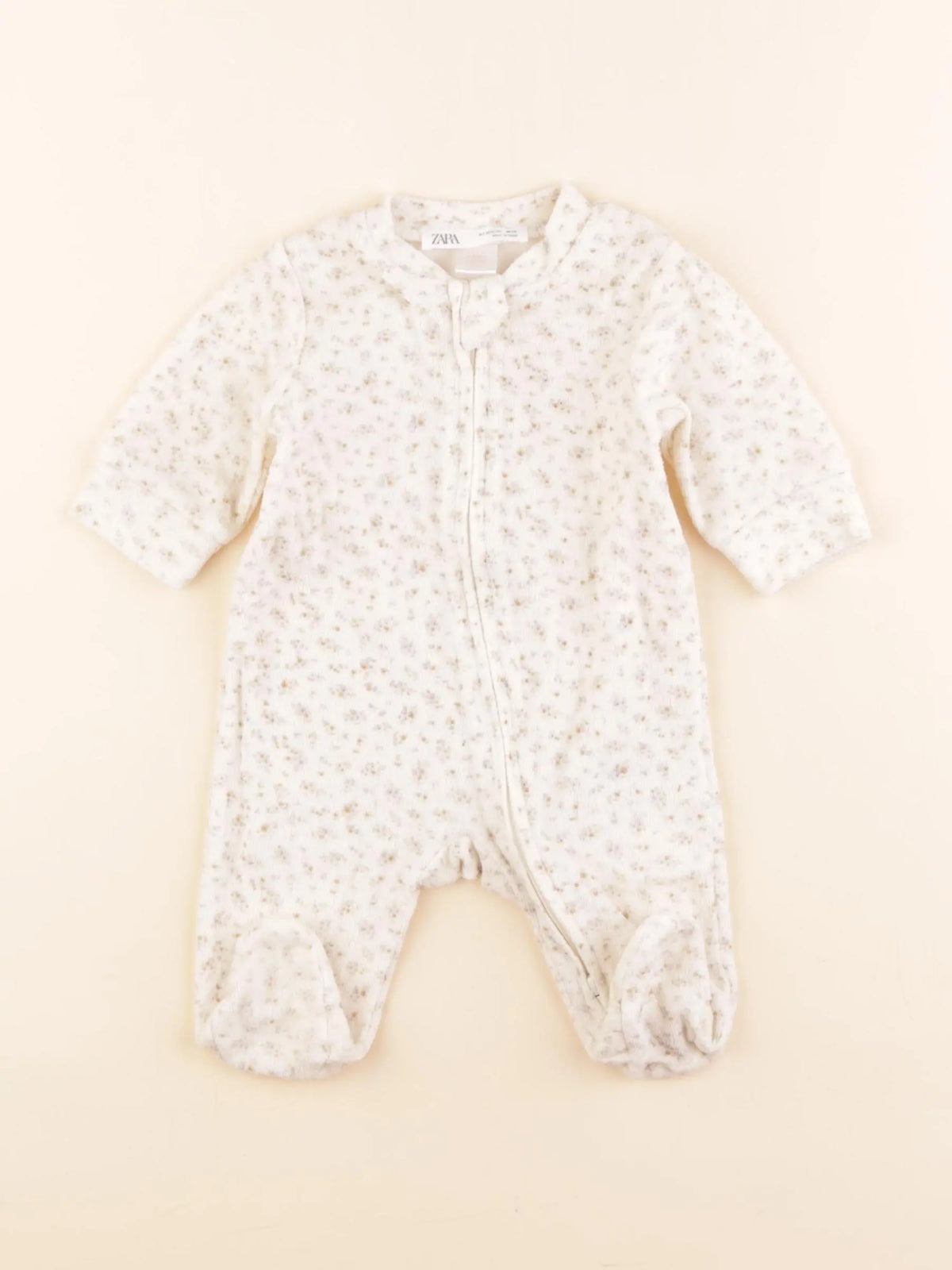Zara - pyjama velours beige - 0/1 mois