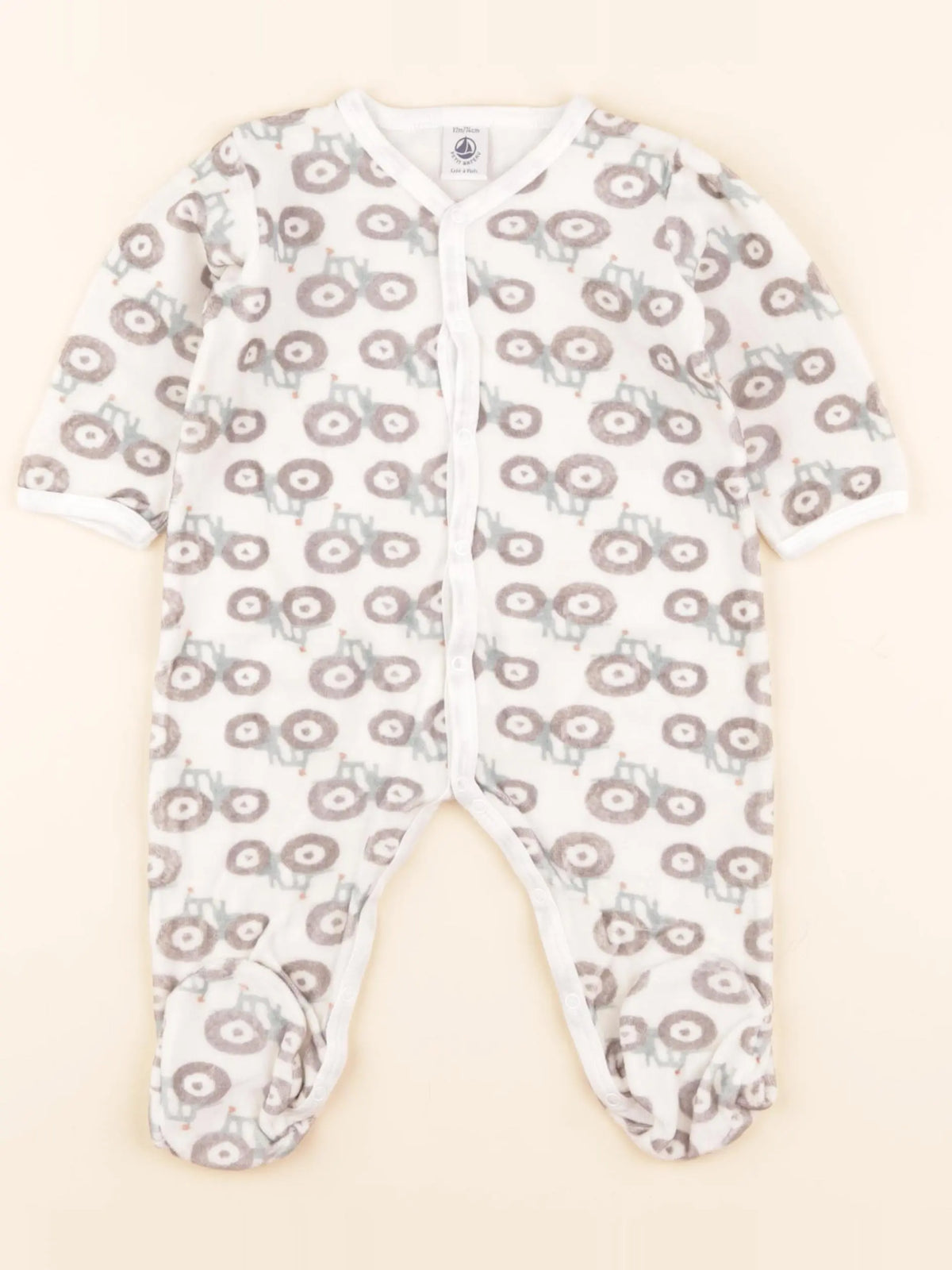 Pyjama velours blanc, gris