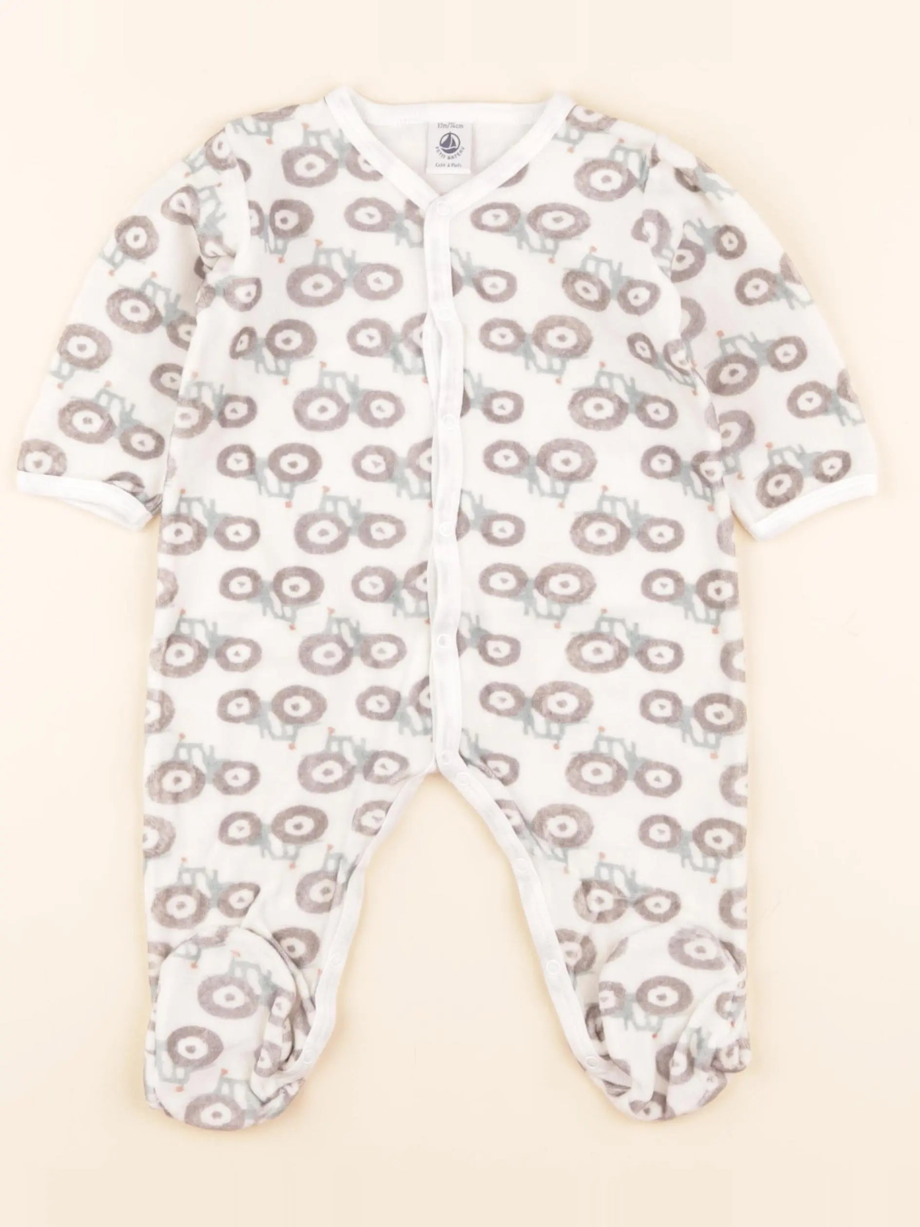 Pyjama velours blanc, gris