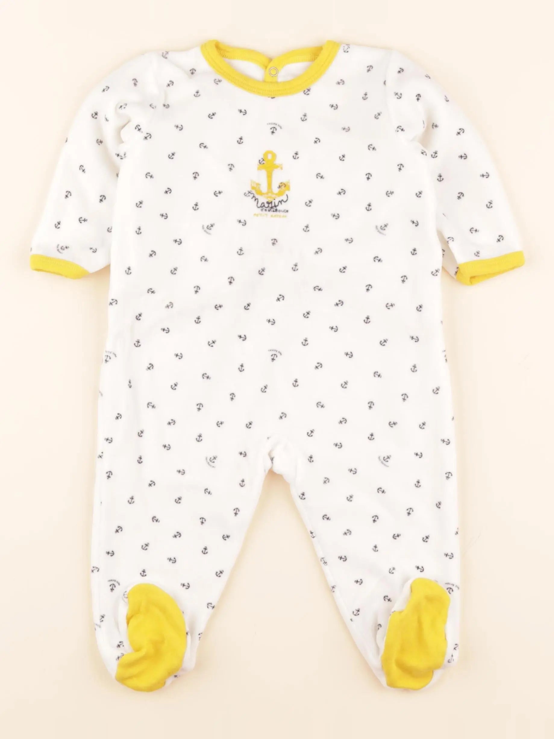 Pyjama velours blanc, jaune