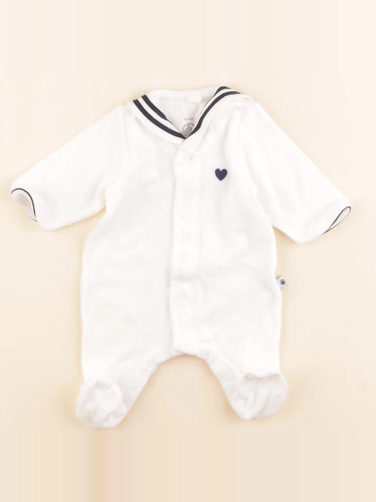 Petit Bateau - pyjama velours blanc - 0 mois