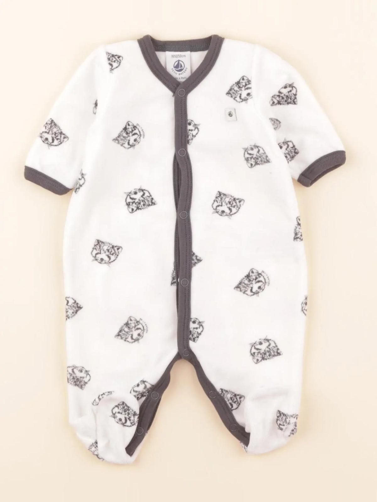Pyjama velours blanc, noir