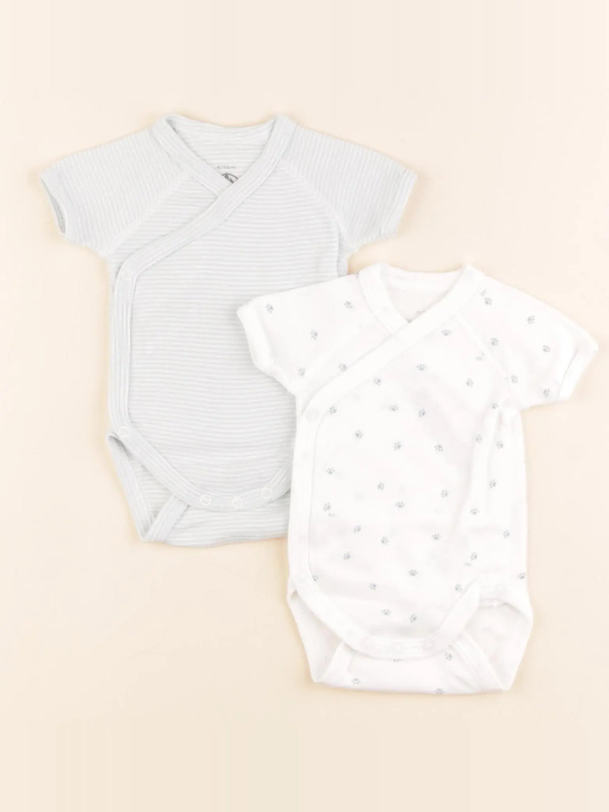 Petit Bateau - lot de 2 bodies en coton blanc - 0 mois
