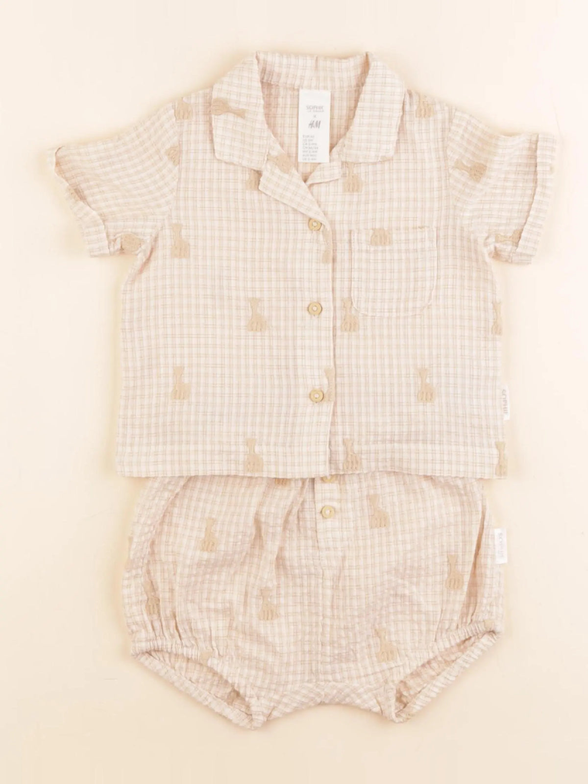H&M - ensemble beige - 2/4 mois