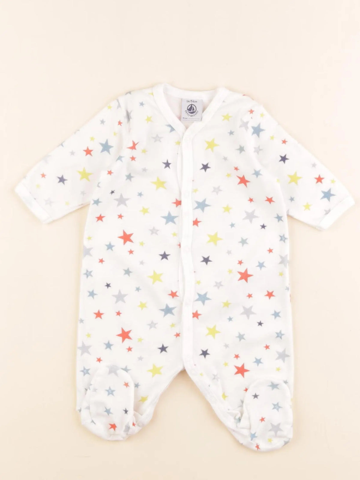Petit Bateau - pyjama coton blanc - 1 mois