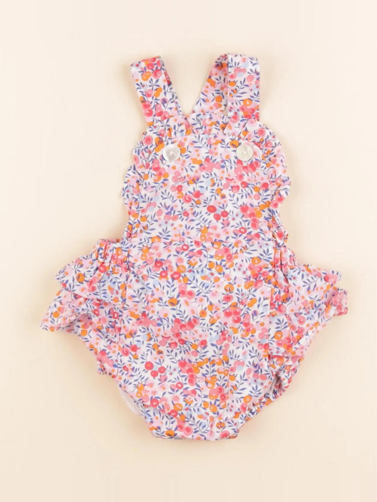 Jacadi - salopette liberty rose - 3 mois