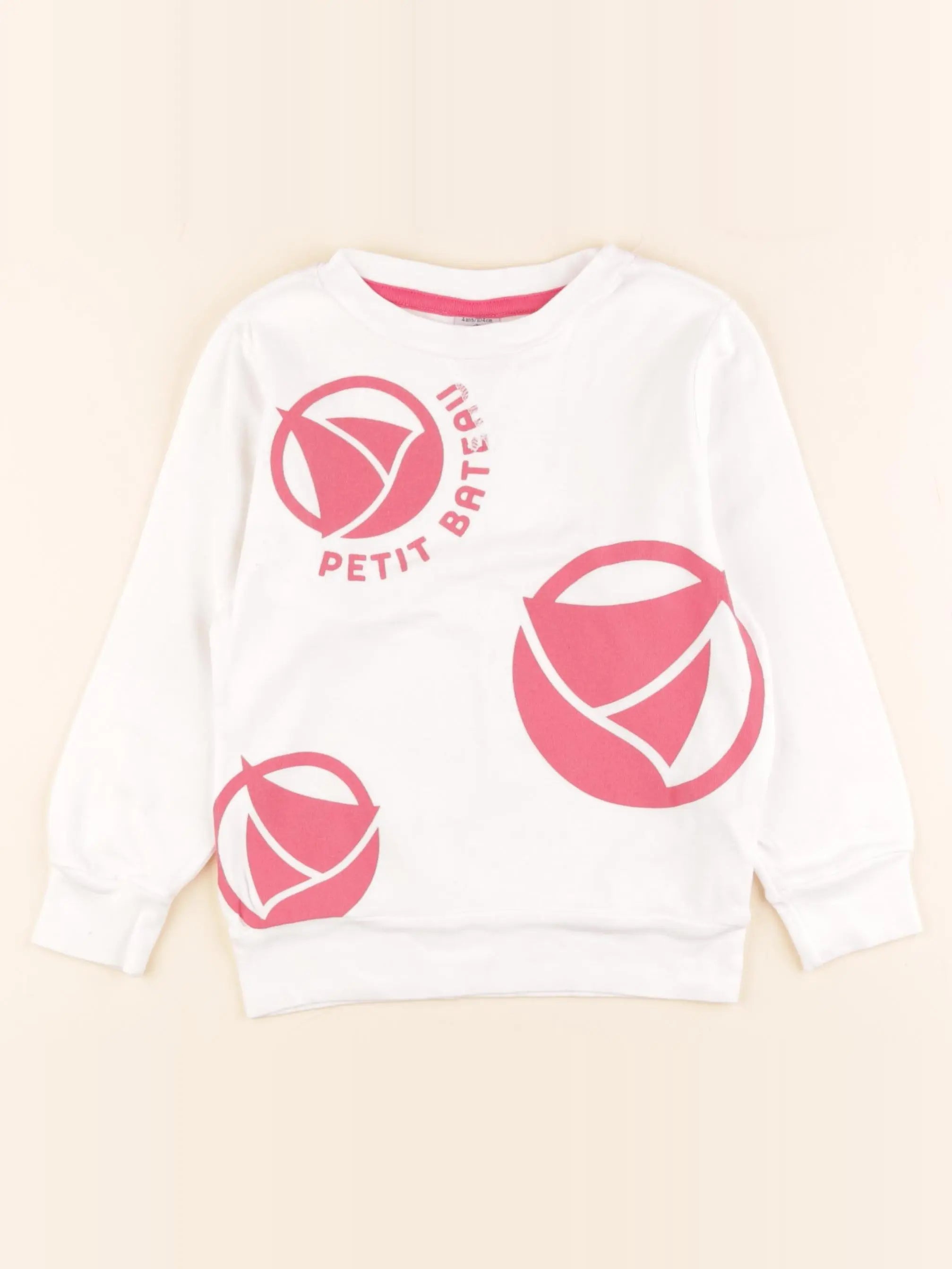 Petit Bateau - tee-shirt blanc, rose - 4 ans