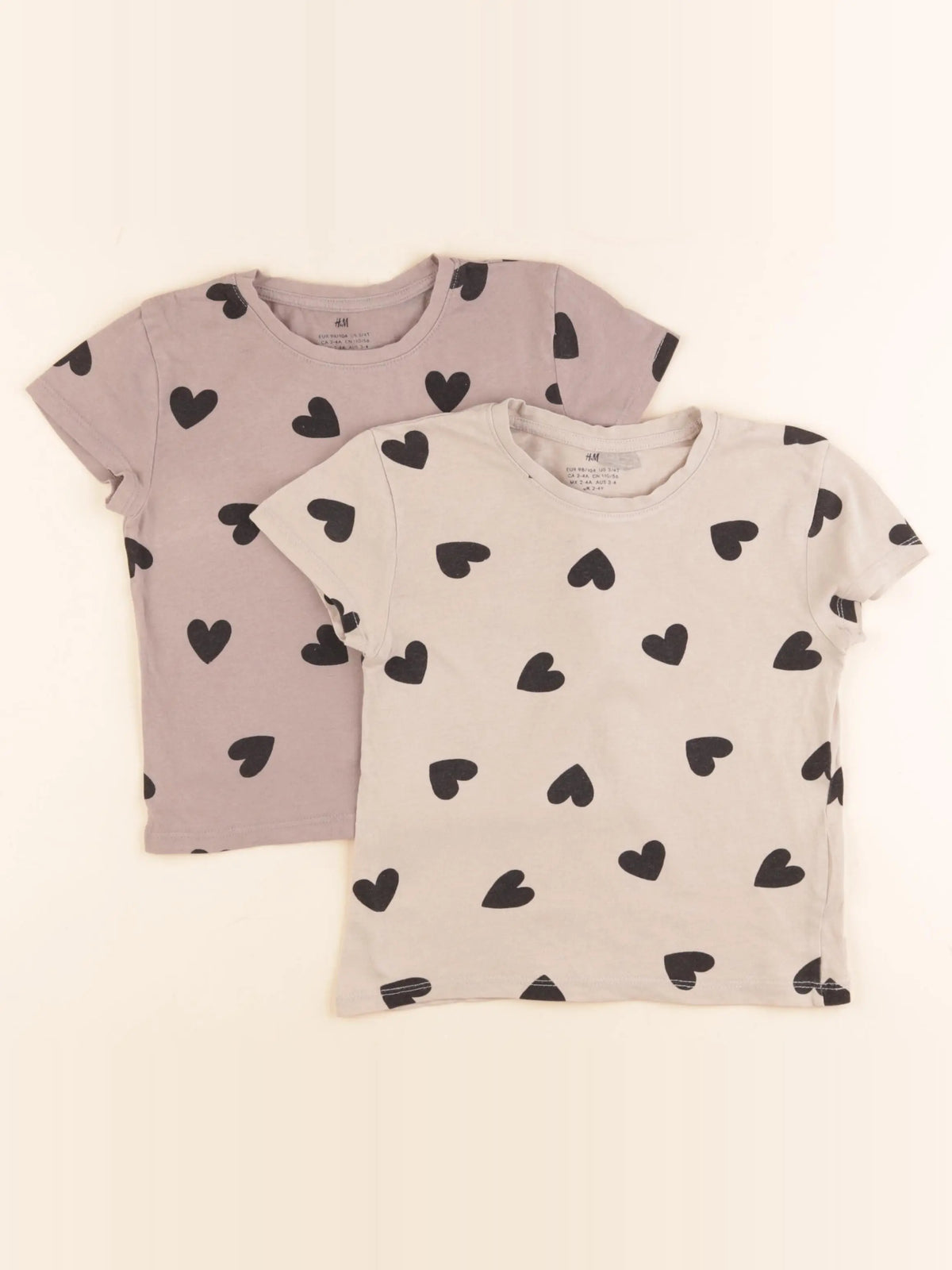 H&M - lot de 2 tee-shirts beige, taupe - 2/4 ans