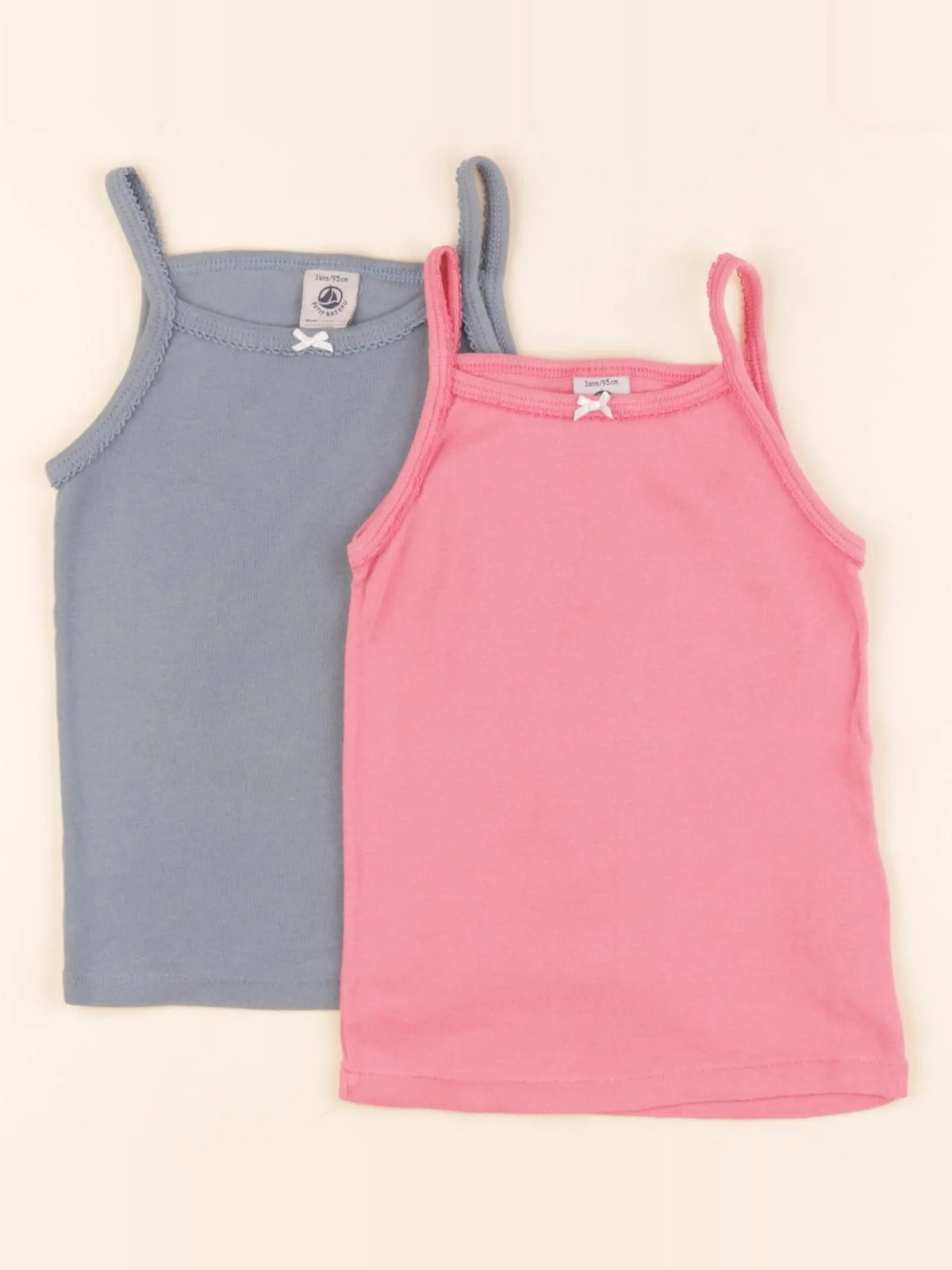 Petit Bateau - lot de 2 maillots de corps bleu, rose - 3 ans