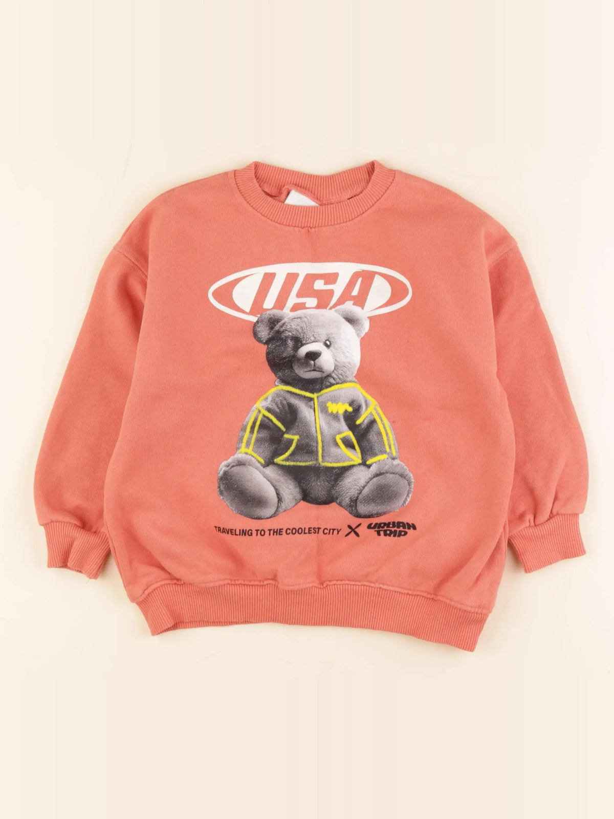 Zara - sweat imprimé au dos orange - 3 ans