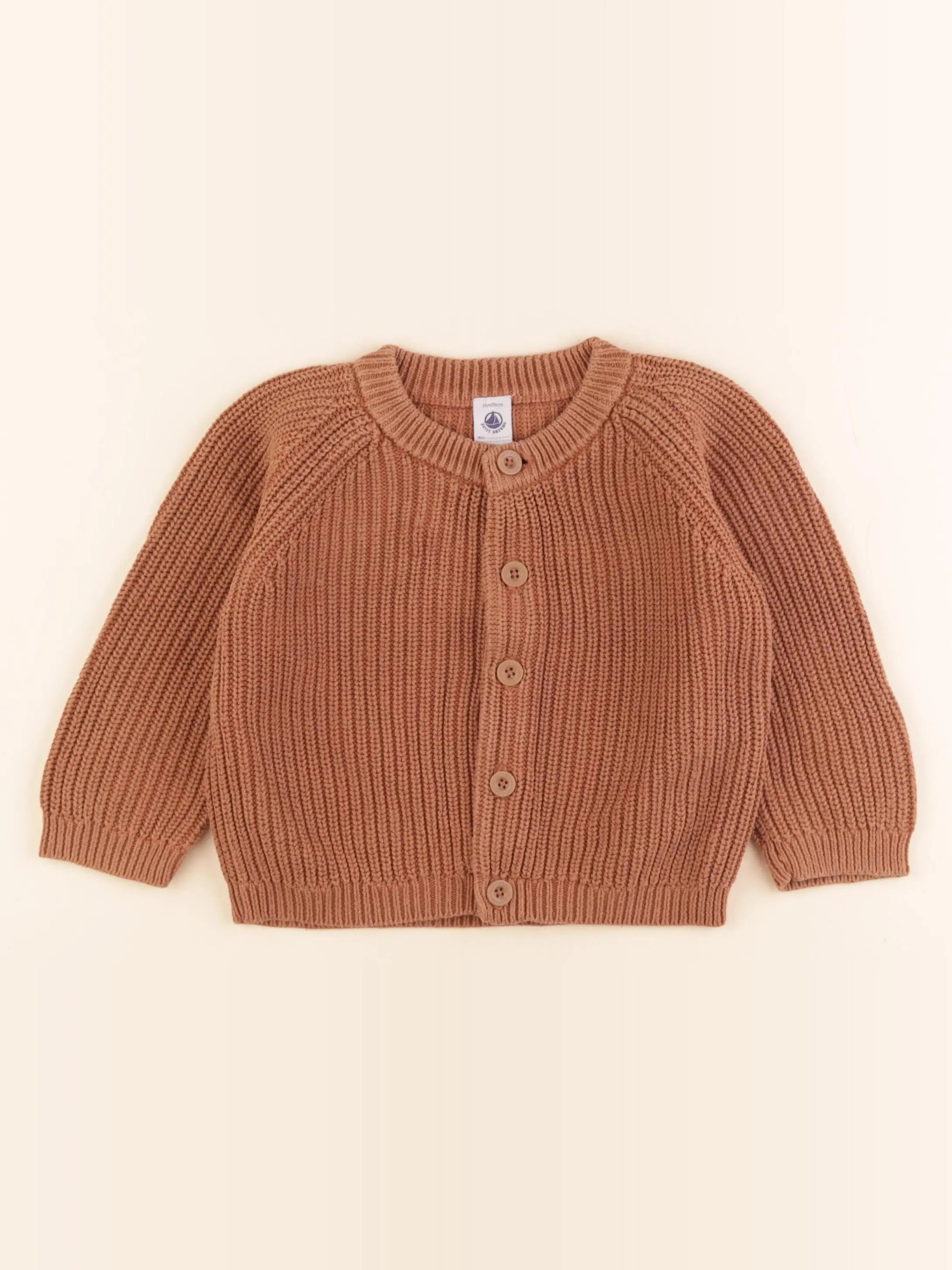 Petit Bateau - gilet marron - 24 mois