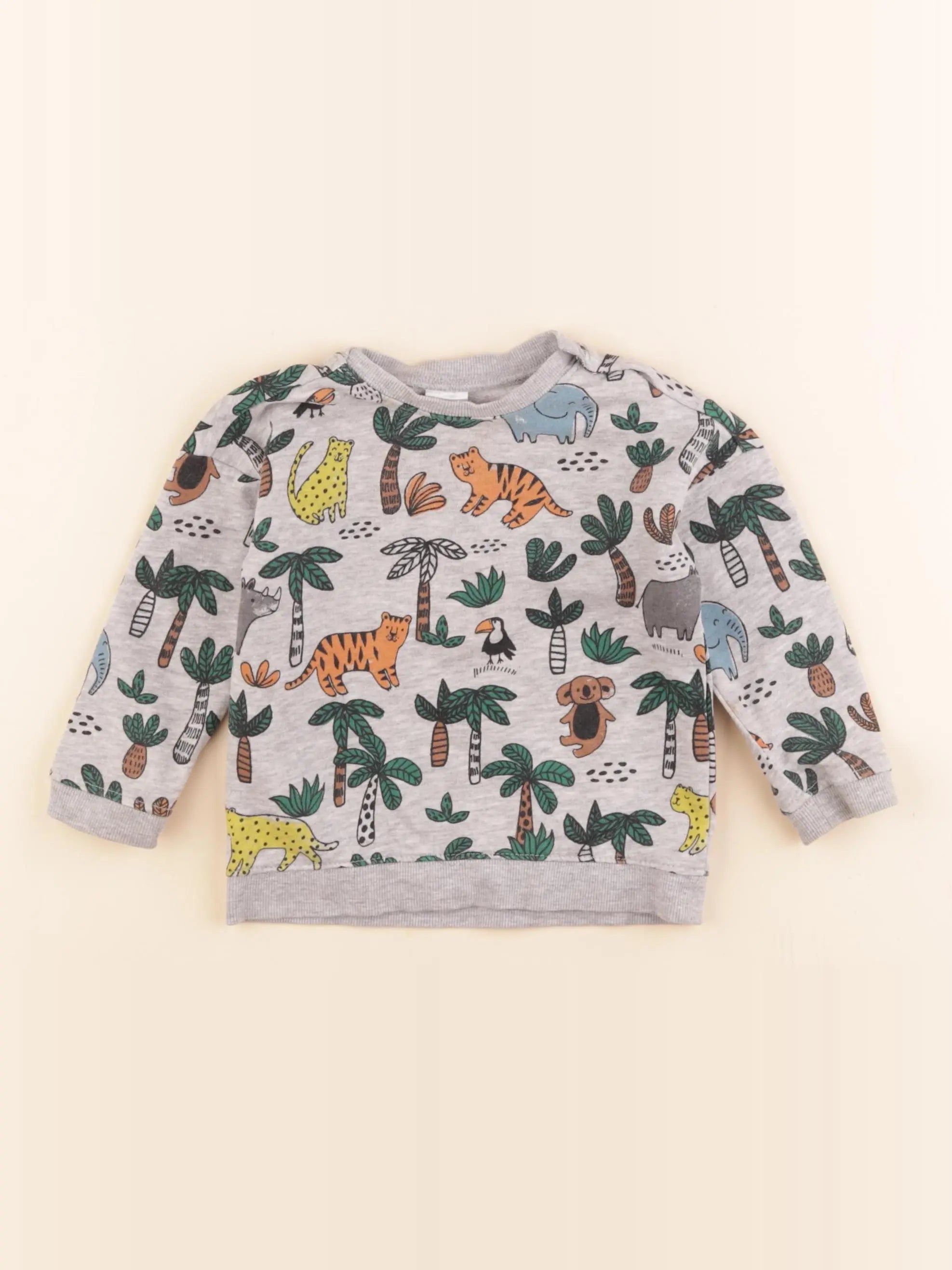 H&M - sweat gris - 6/9 mois