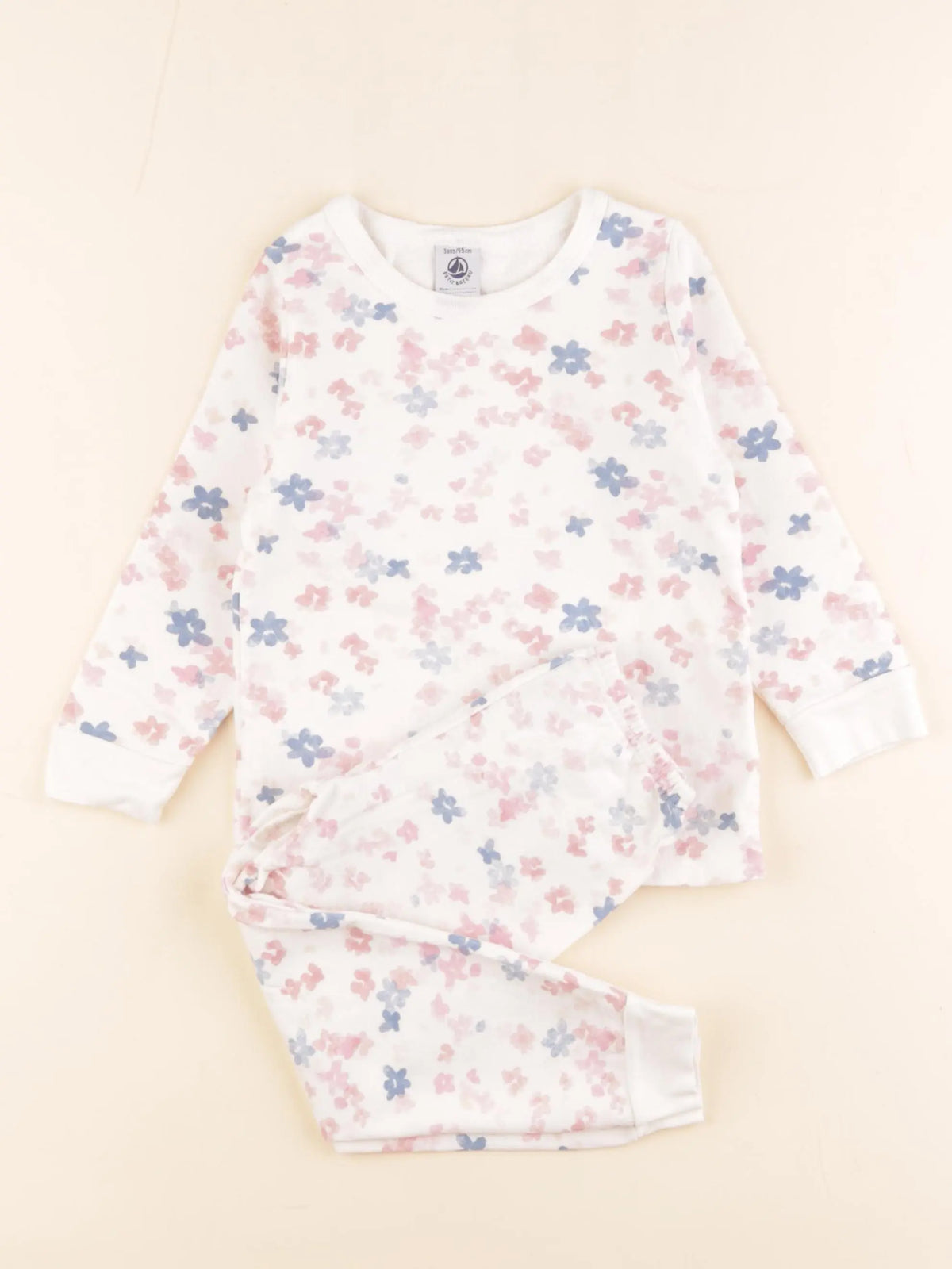 Petit Bateau - pyjama coton bleu, rose - 3 ans