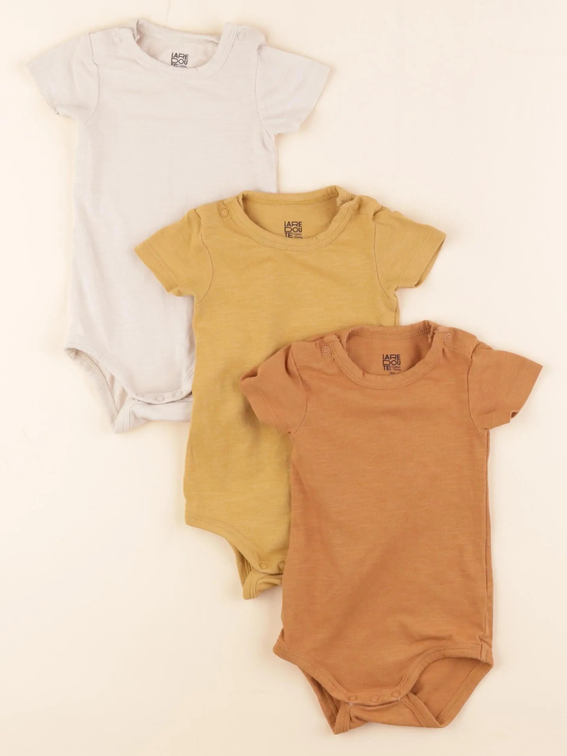 La Redoute - lot de 3 bodies en coton marron, jaune - 3 mois
