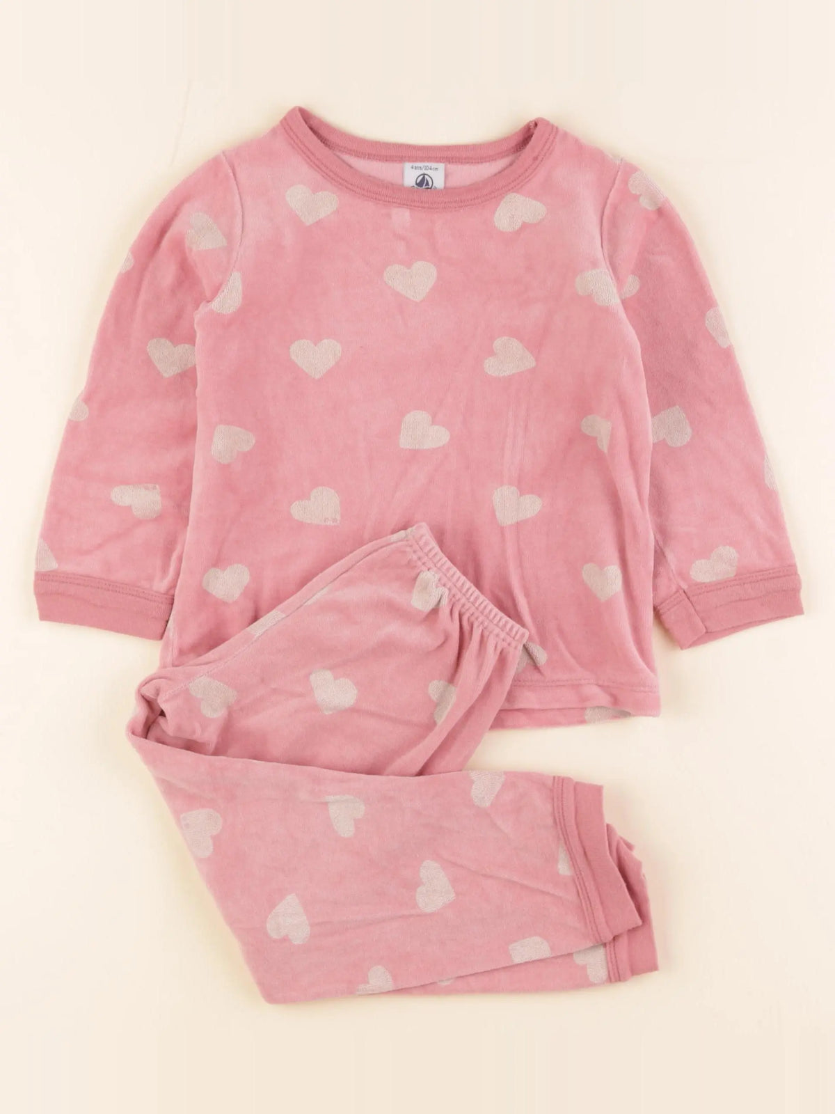 Petit Bateau - pyjama velours rose - 4 ans