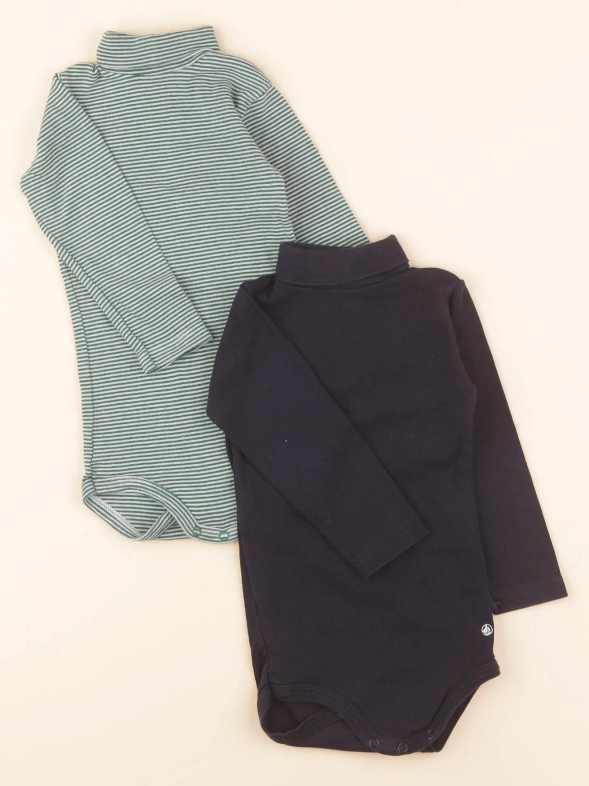Lot de 2 bodies en coton vert, bleu