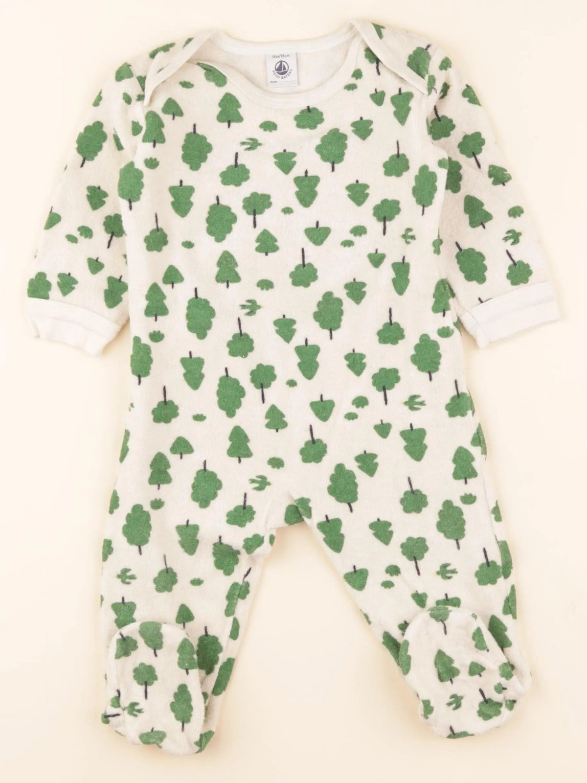 Pyjama coton blanc, vert