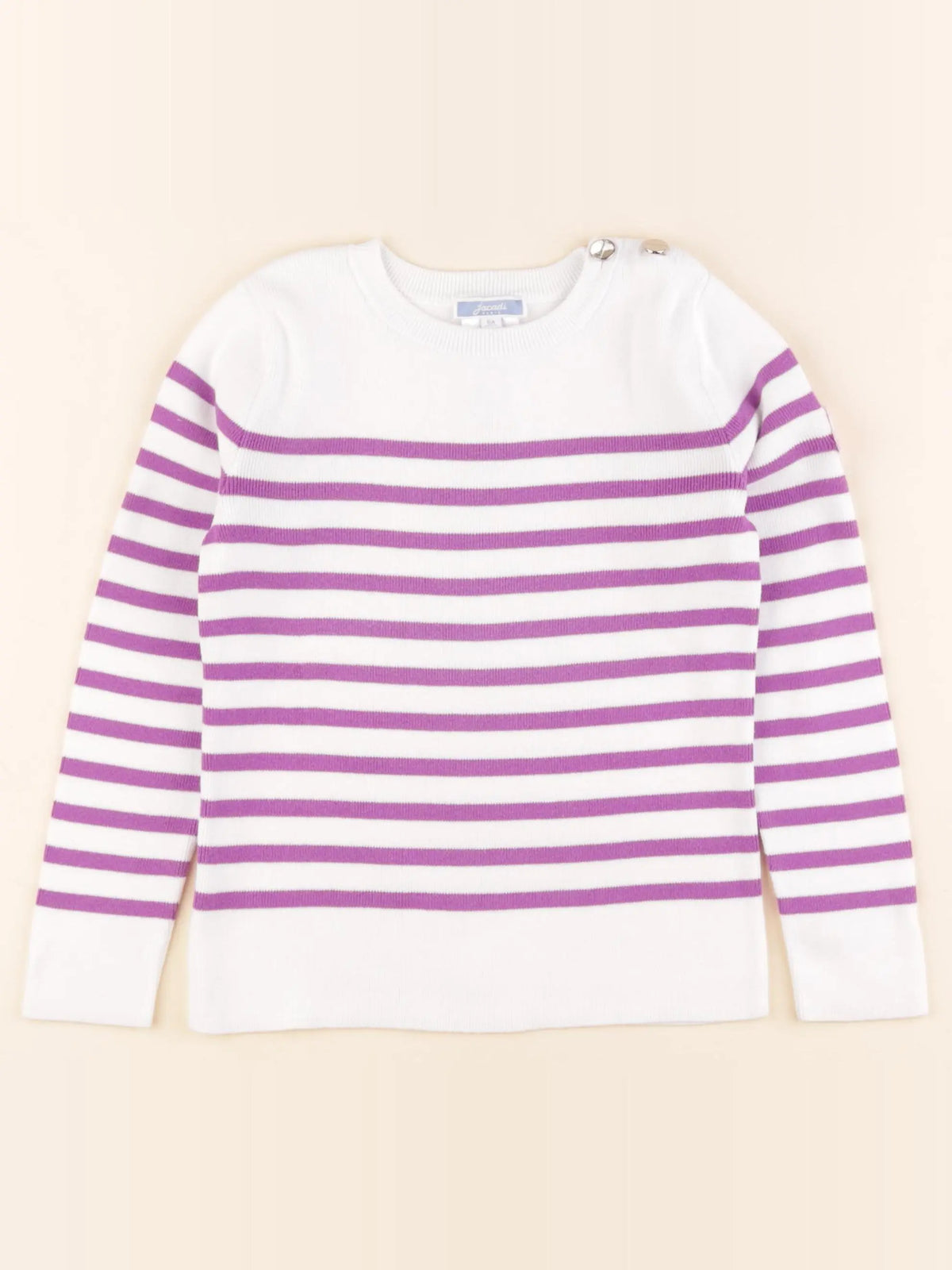 Jacadi - pull blanc, violet - 6 ans