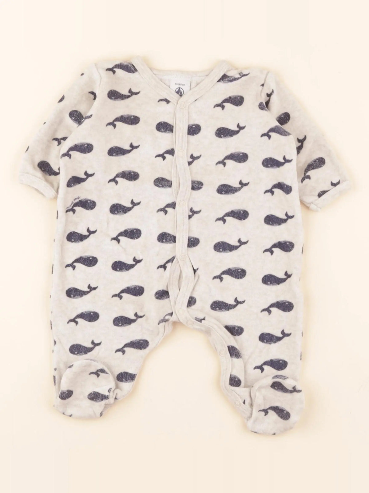 Pyjama velours bleu, gris