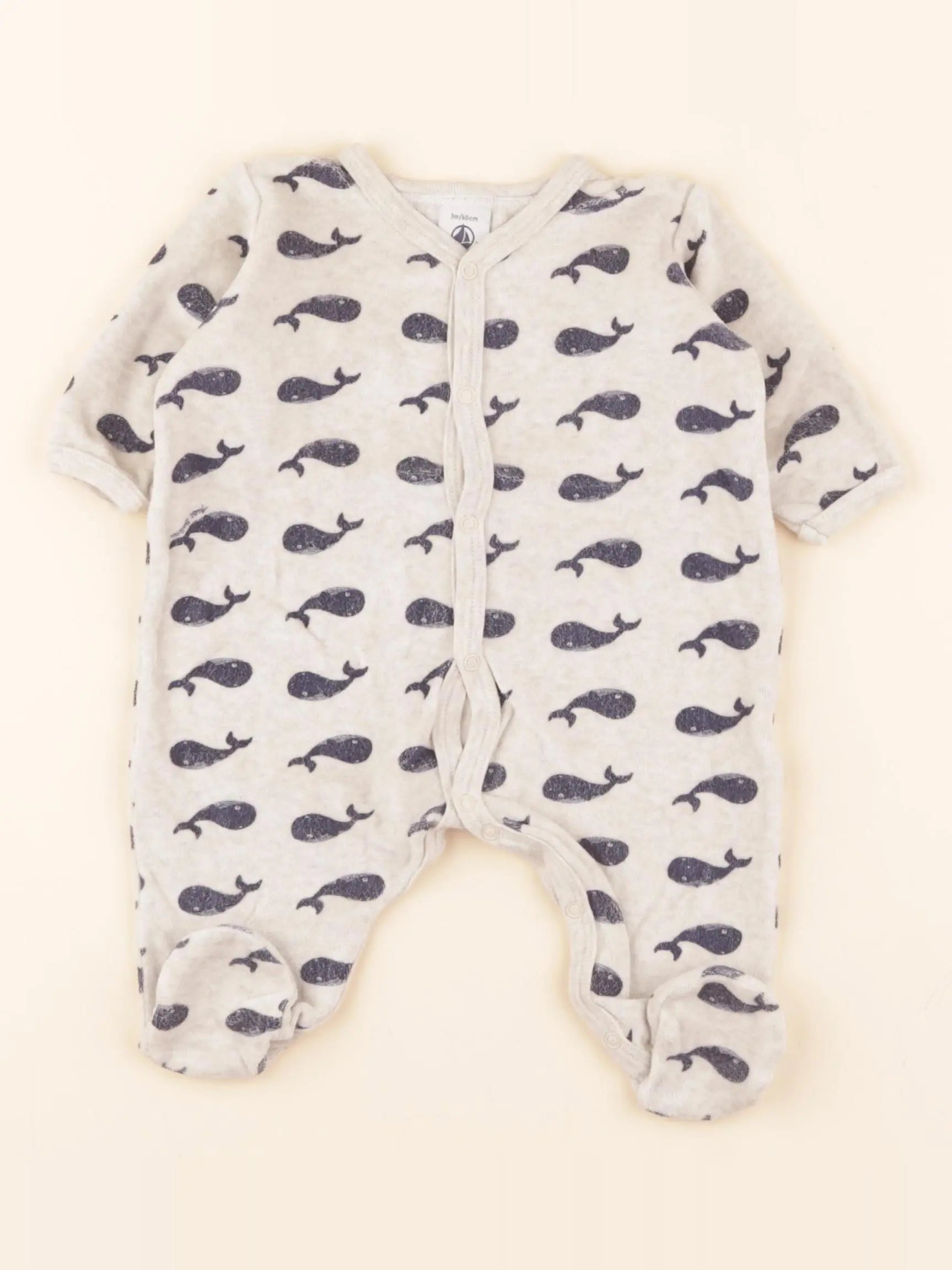 Pyjama velours bleu, gris