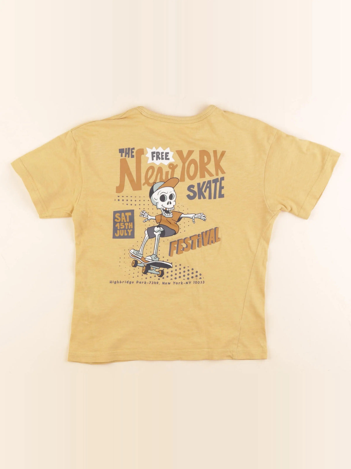 Vertbaudet - tee-shirt imprimé au dos jaune - 8 ans