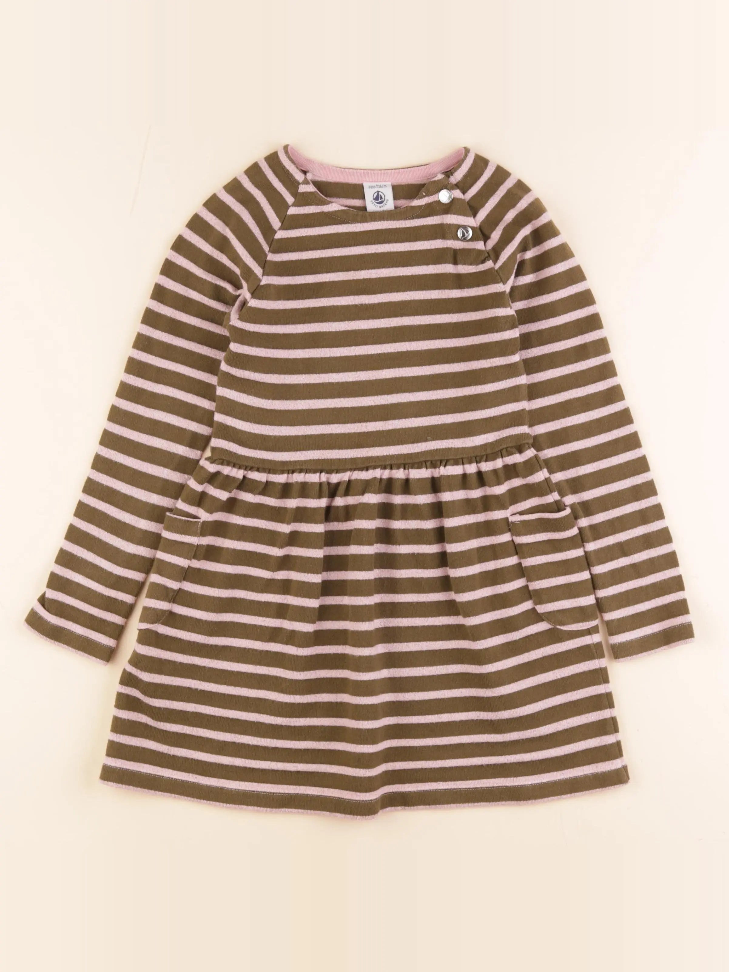 Petit Bateau - robe vert, rose - 6 ans