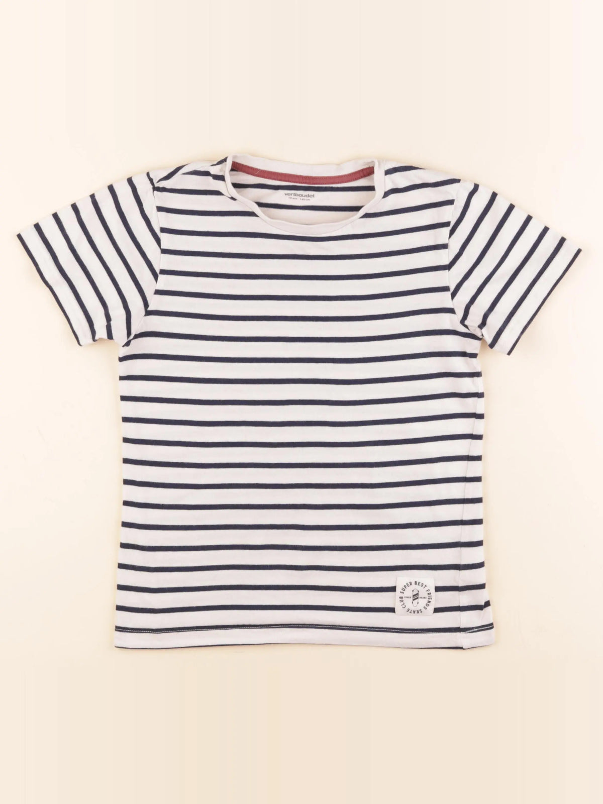 Vertbaudet - tee-shirt blanc, bleu - 10 ans