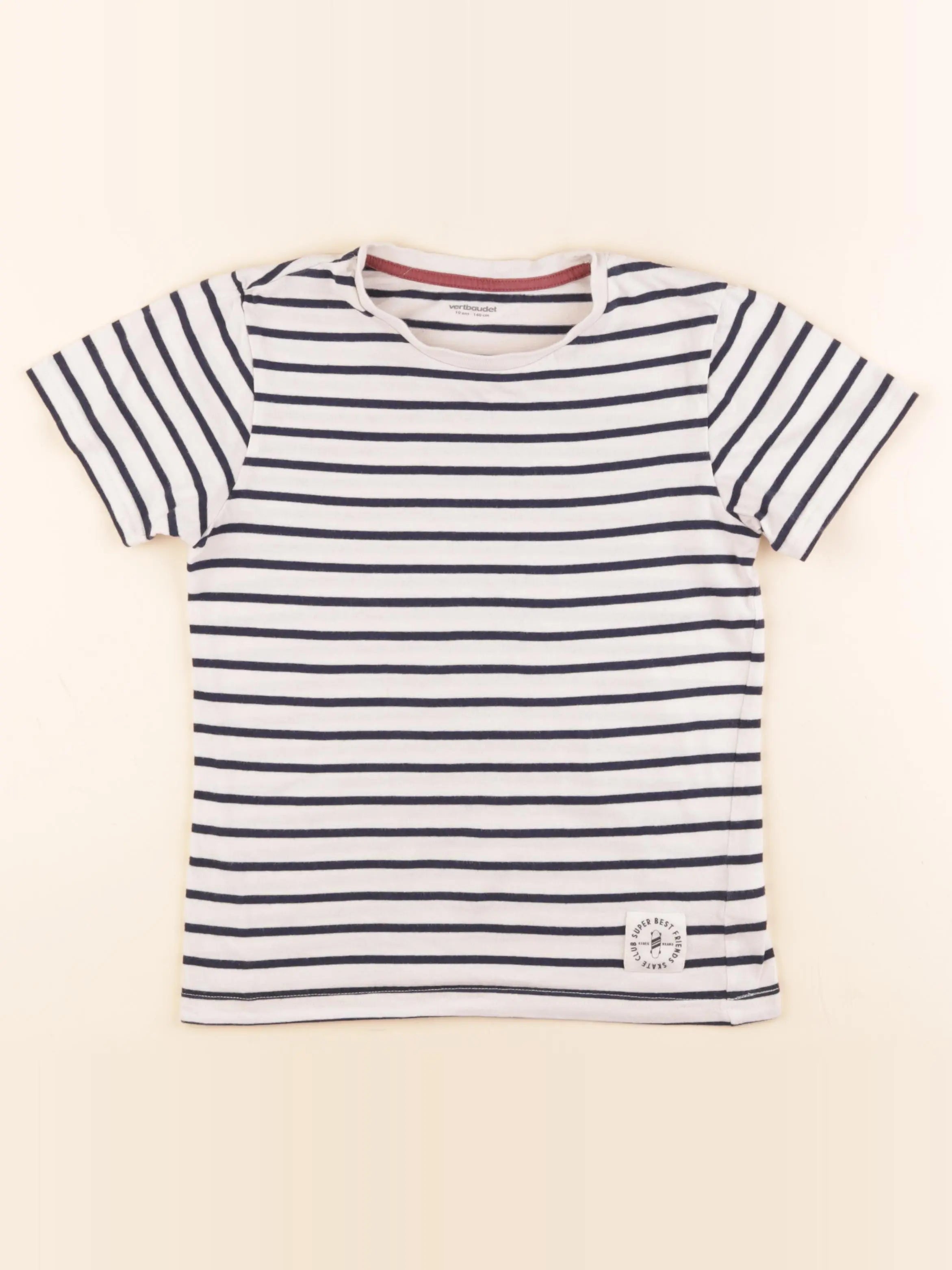 Vertbaudet - tee-shirt blanc, bleu - 10 ans