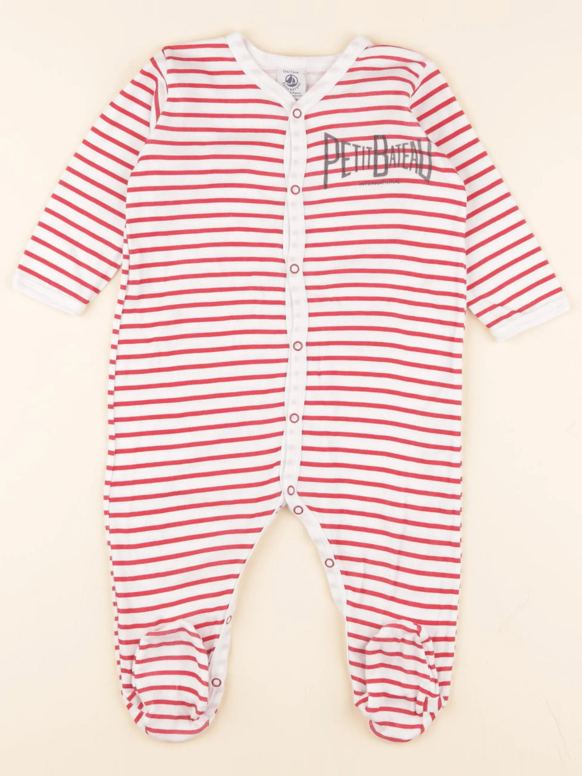 Pyjama coton blanc, rouge