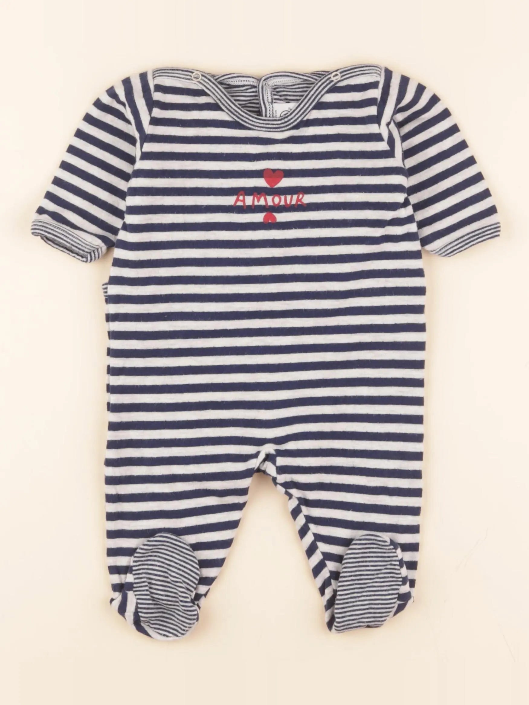 Pyjama coton bleu, gris