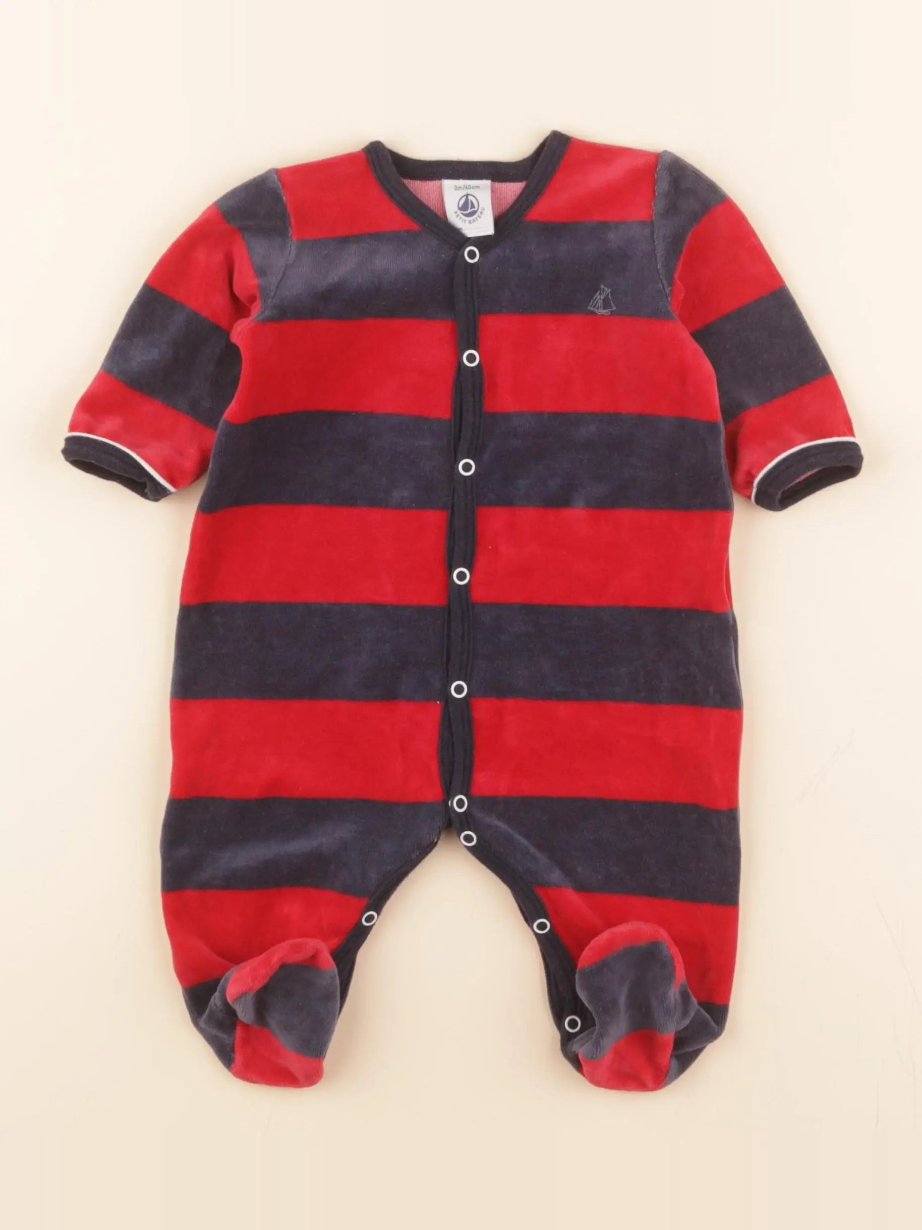 Pyjama velours bleu, rouge
