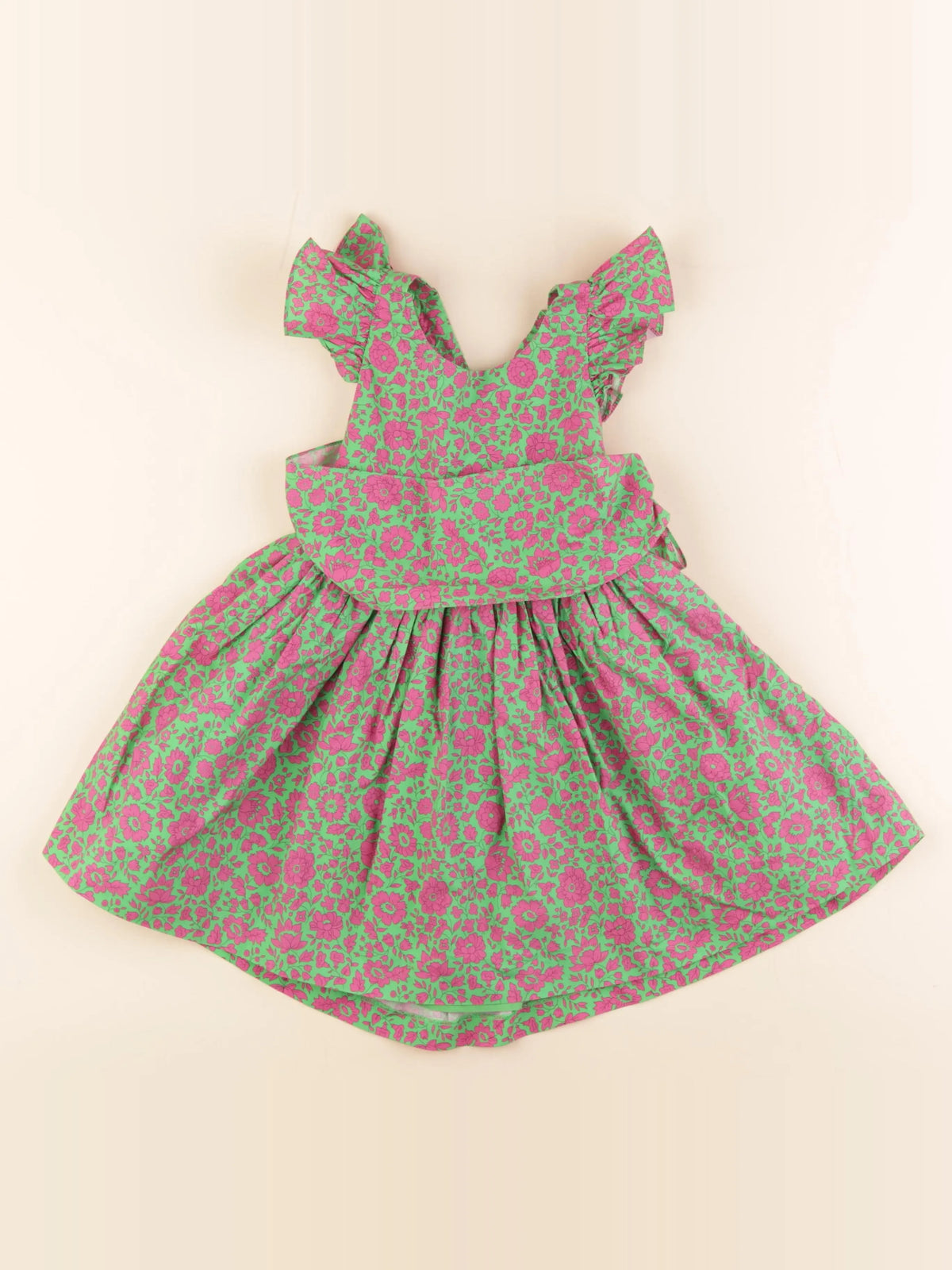 Jacadi - robe liberty rose, vert - 4 ans