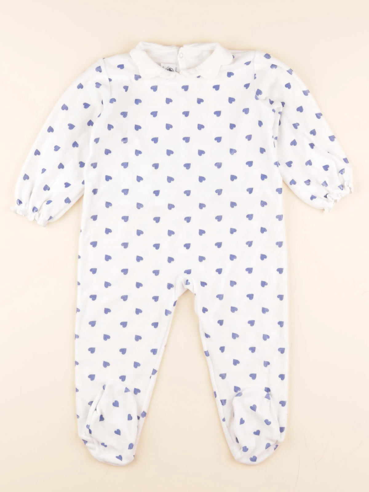 Pyjama velours blanc, bleu