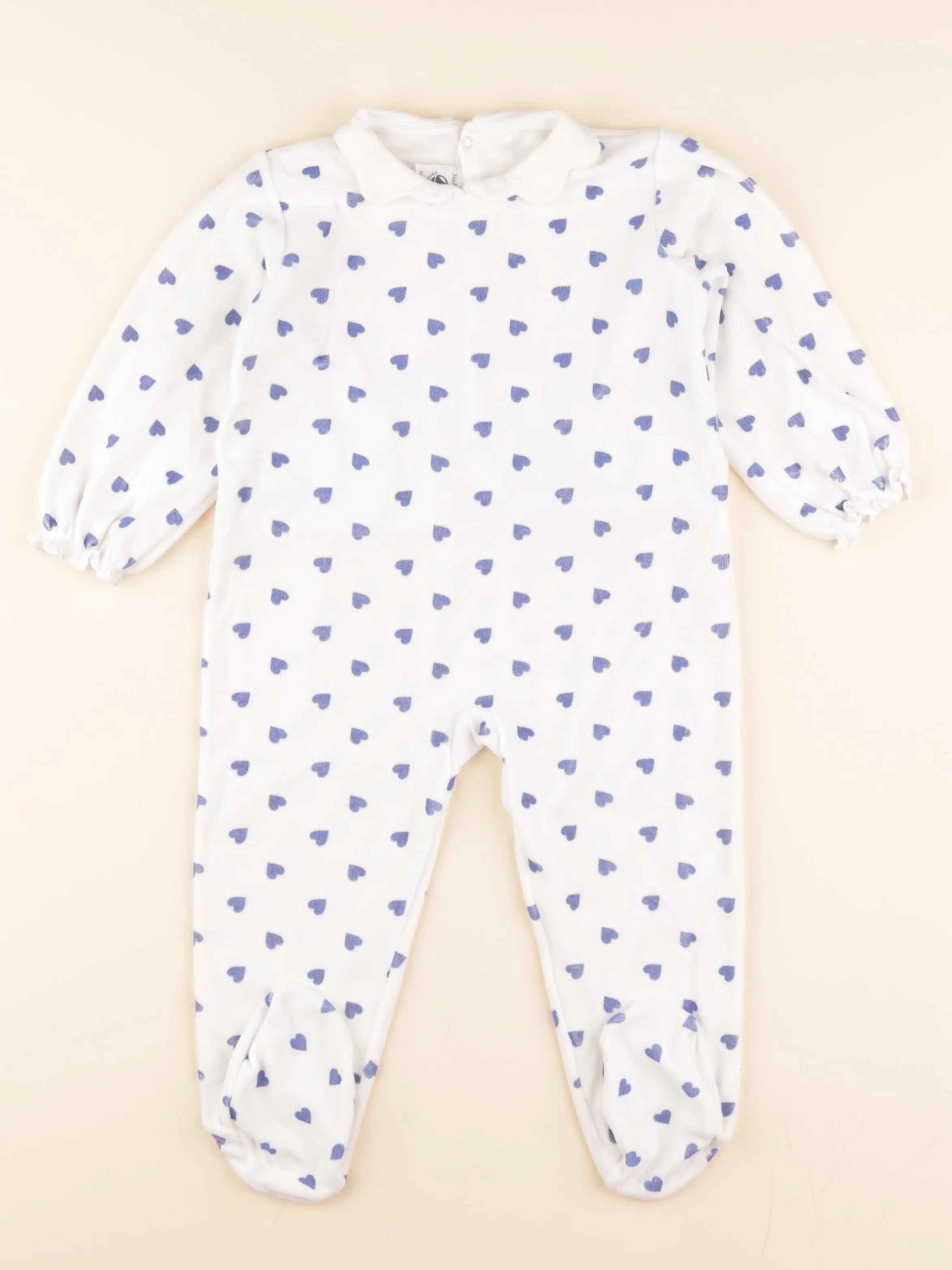 Pyjama velours blanc, bleu